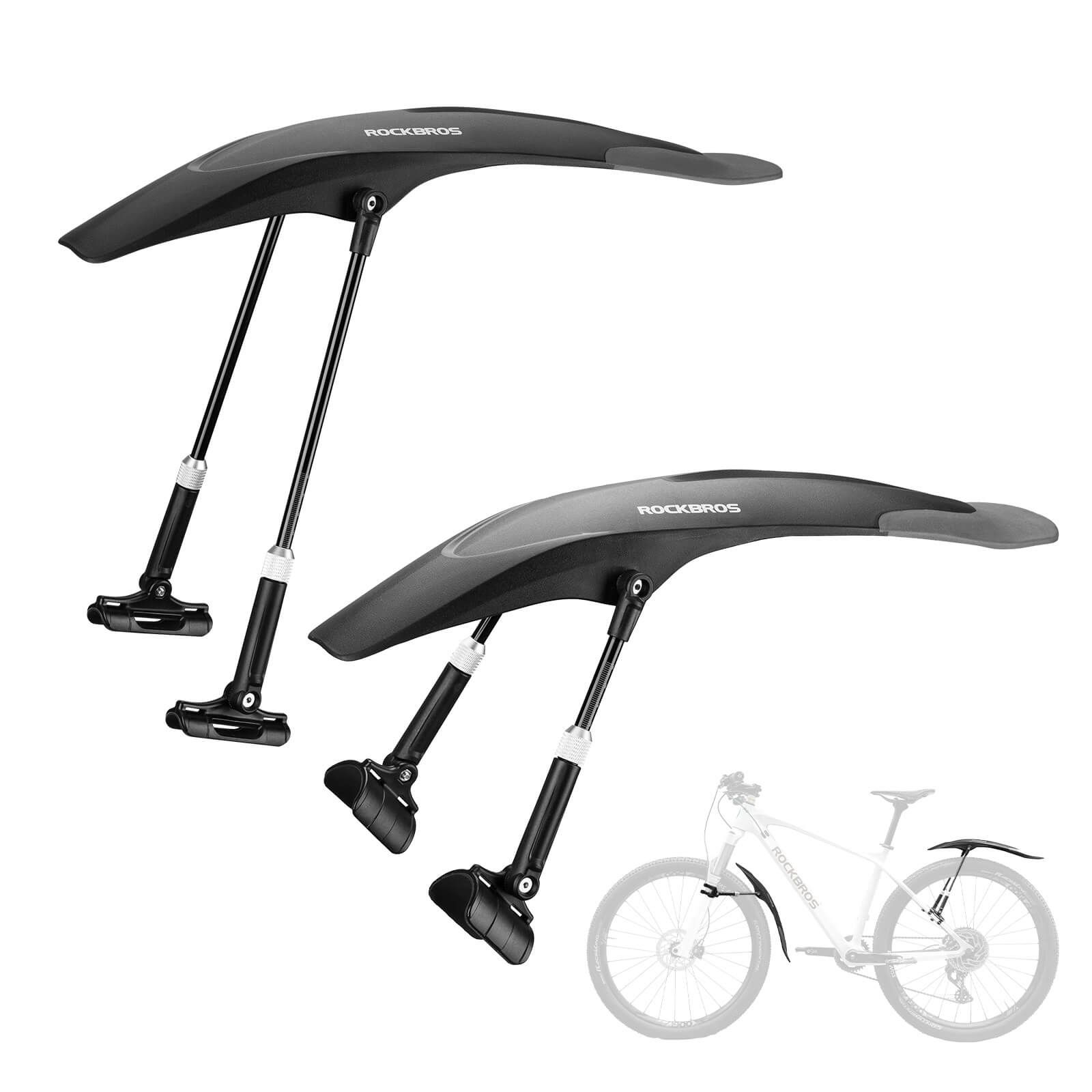 ROCKBROS Mountain Bike Mudguards Set, Adjustable Front and Rear Fenders for 26-29 inch MTB
#options_Front & Rear Fenders