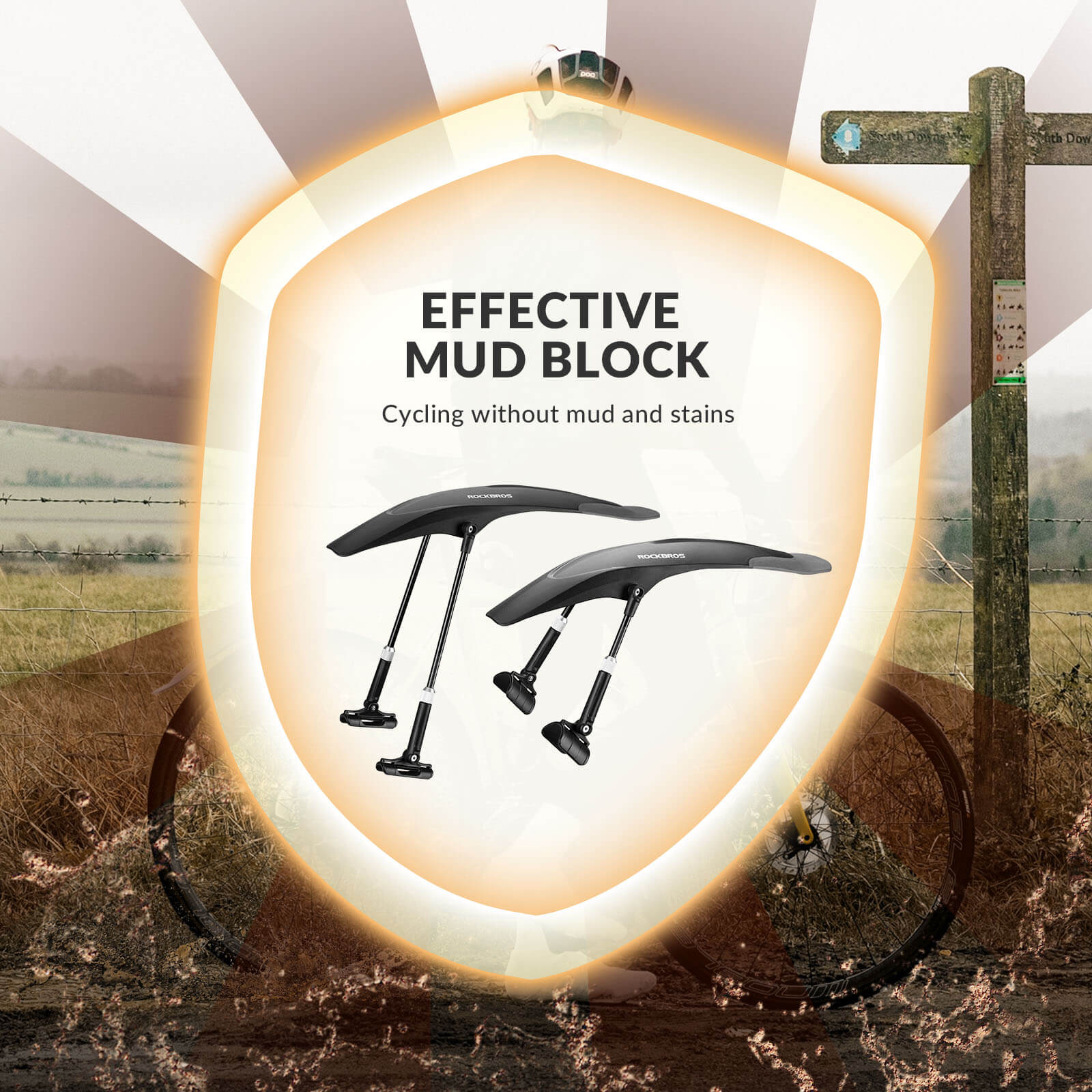 ROCKBROS Mountain Bike Mudguards Set, Adjustable Front and Rear Fenders for 26-29 inch MTB
#options_Front & Rear Fenders