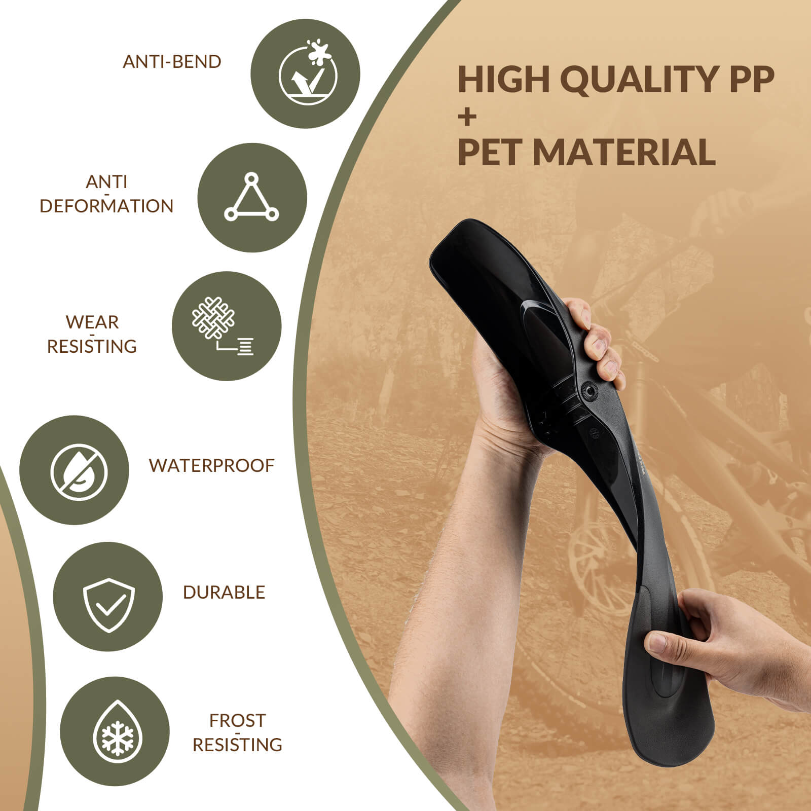 ROCKBROS Mountain Bike Mudguards Set, Adjustable Front and Rear Fenders for 26-29 inch MTB
#options_Front & Rear Fenders