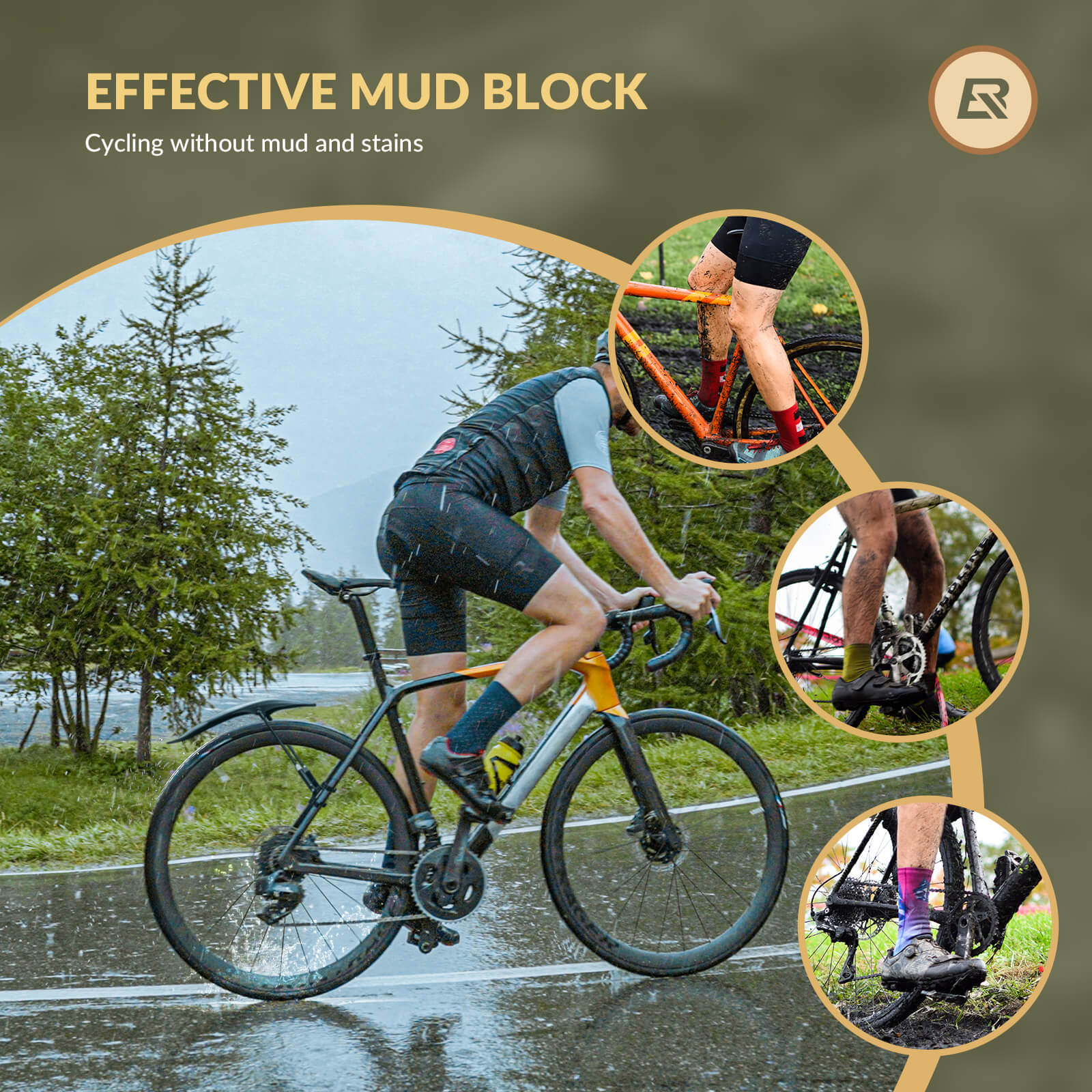 ROCKBROS Mountain Bike Mudguards Set, Adjustable Front and Rear Fenders for 26-29 inch MTB
#options_Front Fender