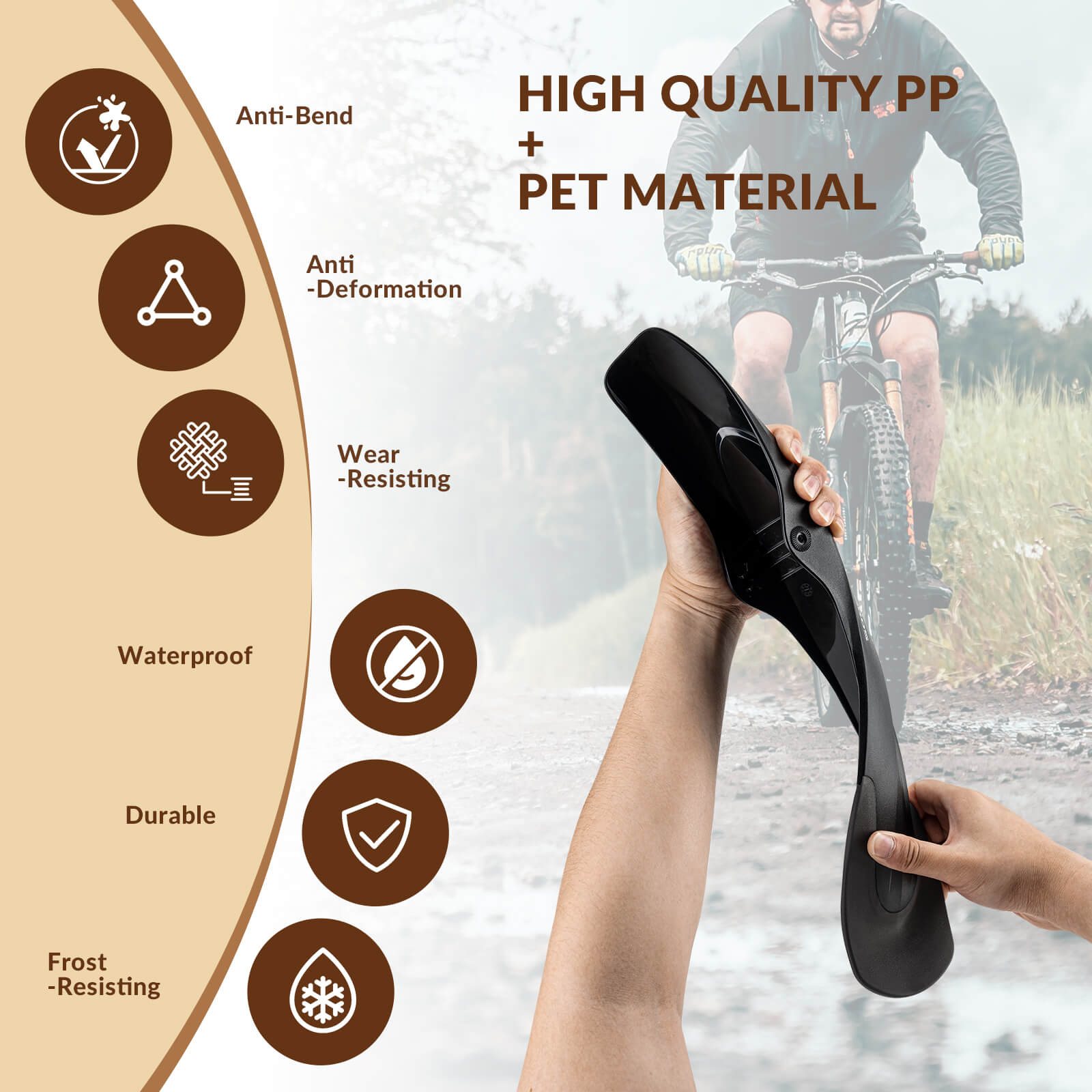 ROCKBROS Mountain Bike Mudguards Set, Adjustable Front and Rear Fenders for 26-29 inch MTB
#options_Rear Fender