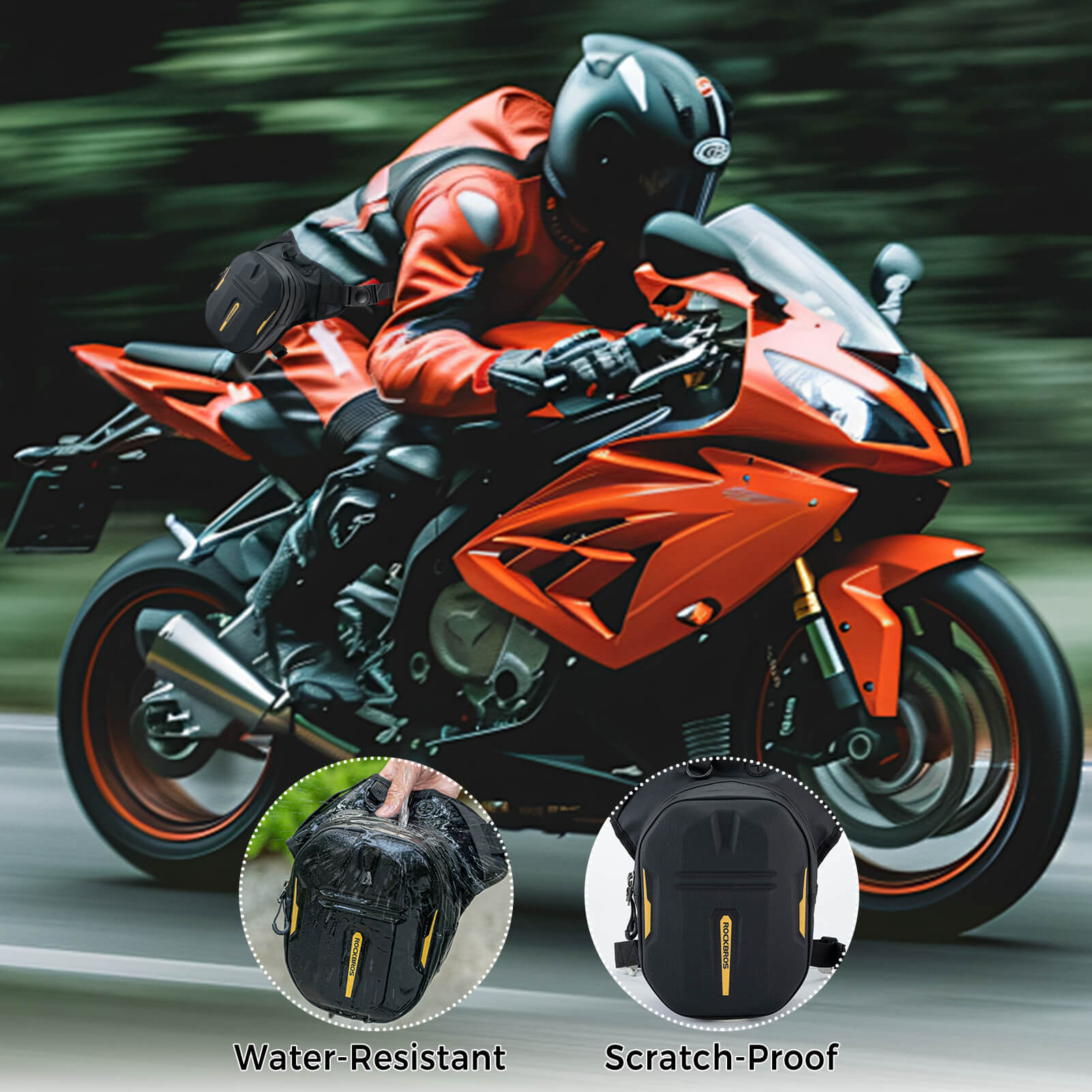 ROCKBROS magnetic attachment motorcycle bag for motorbike riders.