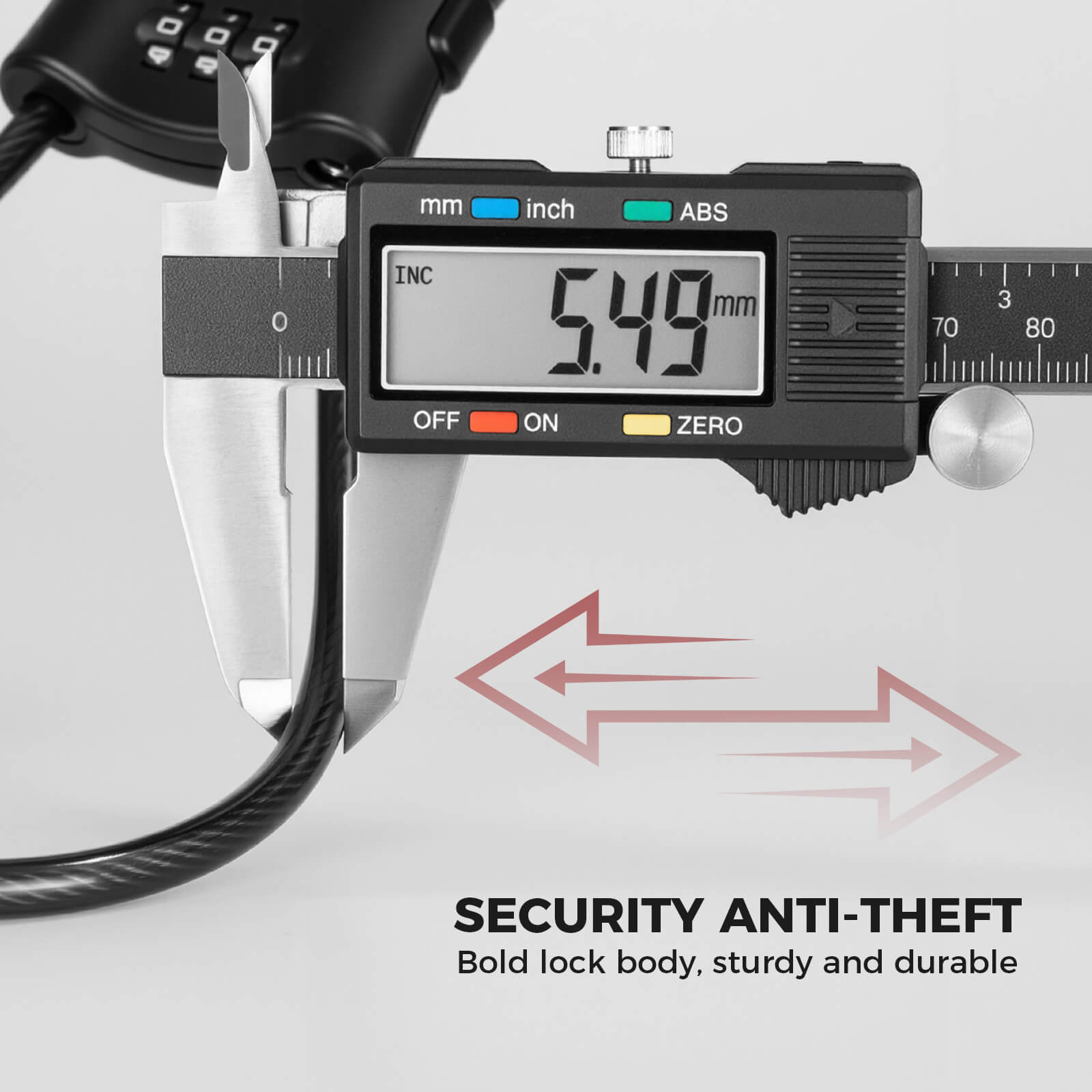 rockbros compact steel cable lock for outdoor security
#color_red