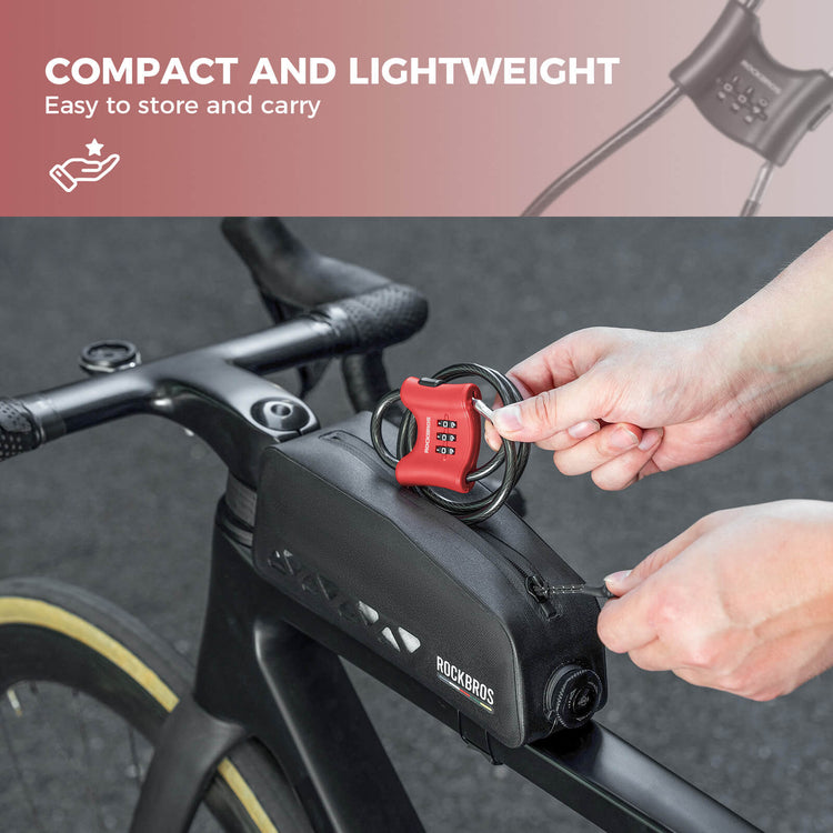 rockbros compact steel cable lock for outdoor security
#color_red
