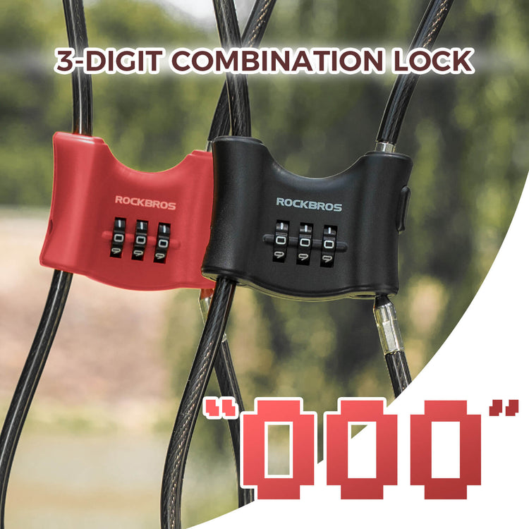 rockbros compact steel cable lock for outdoor security
#color_red