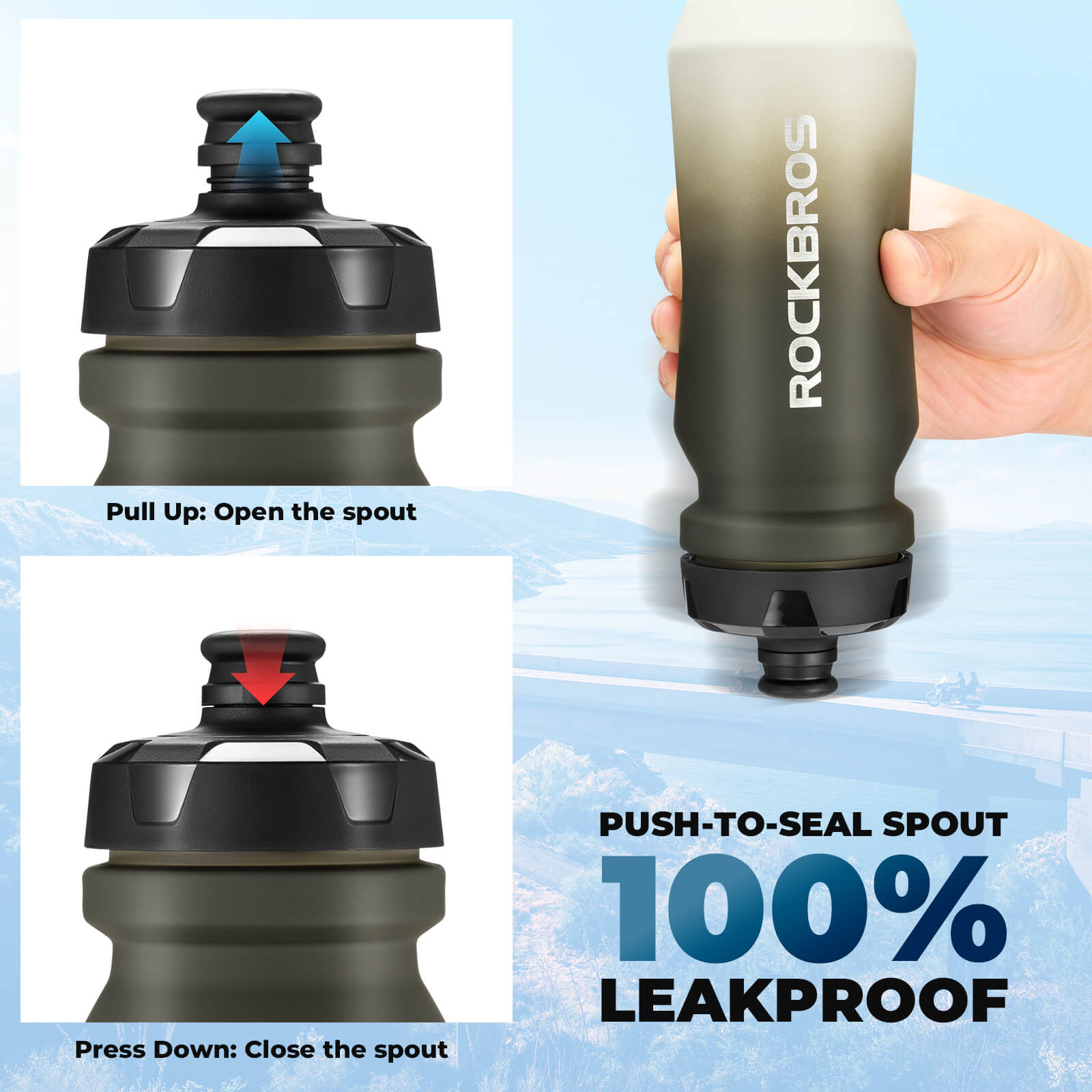 rockbros stainless steel naturesip water bottle 600ml for daily hydration
#color_black