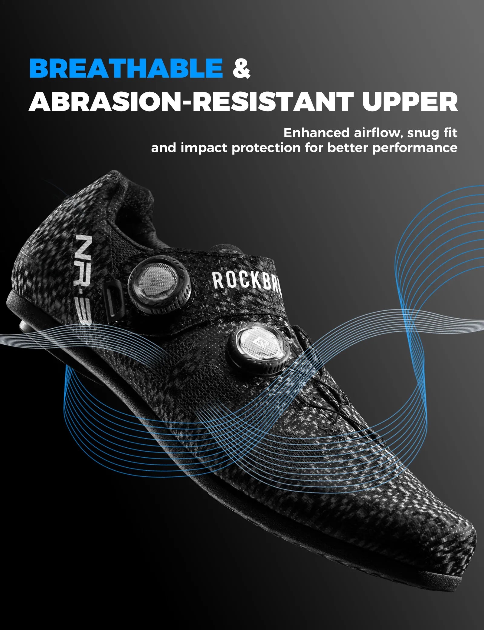 Rockbros NR3 flat pedal cycling shoes in black, non-clip mens mountain bike shoes