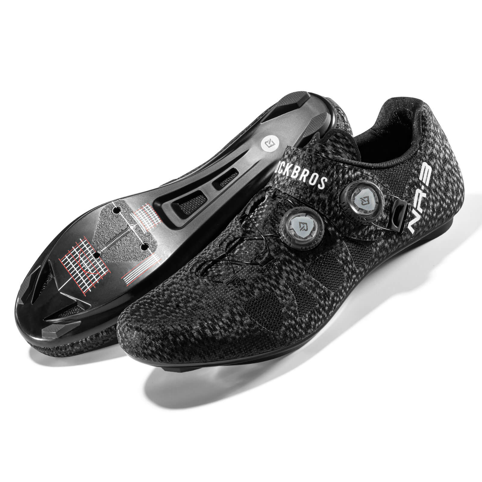 rockbros NR3 nylon cycling shoes for road and mountain biking.
#color_black