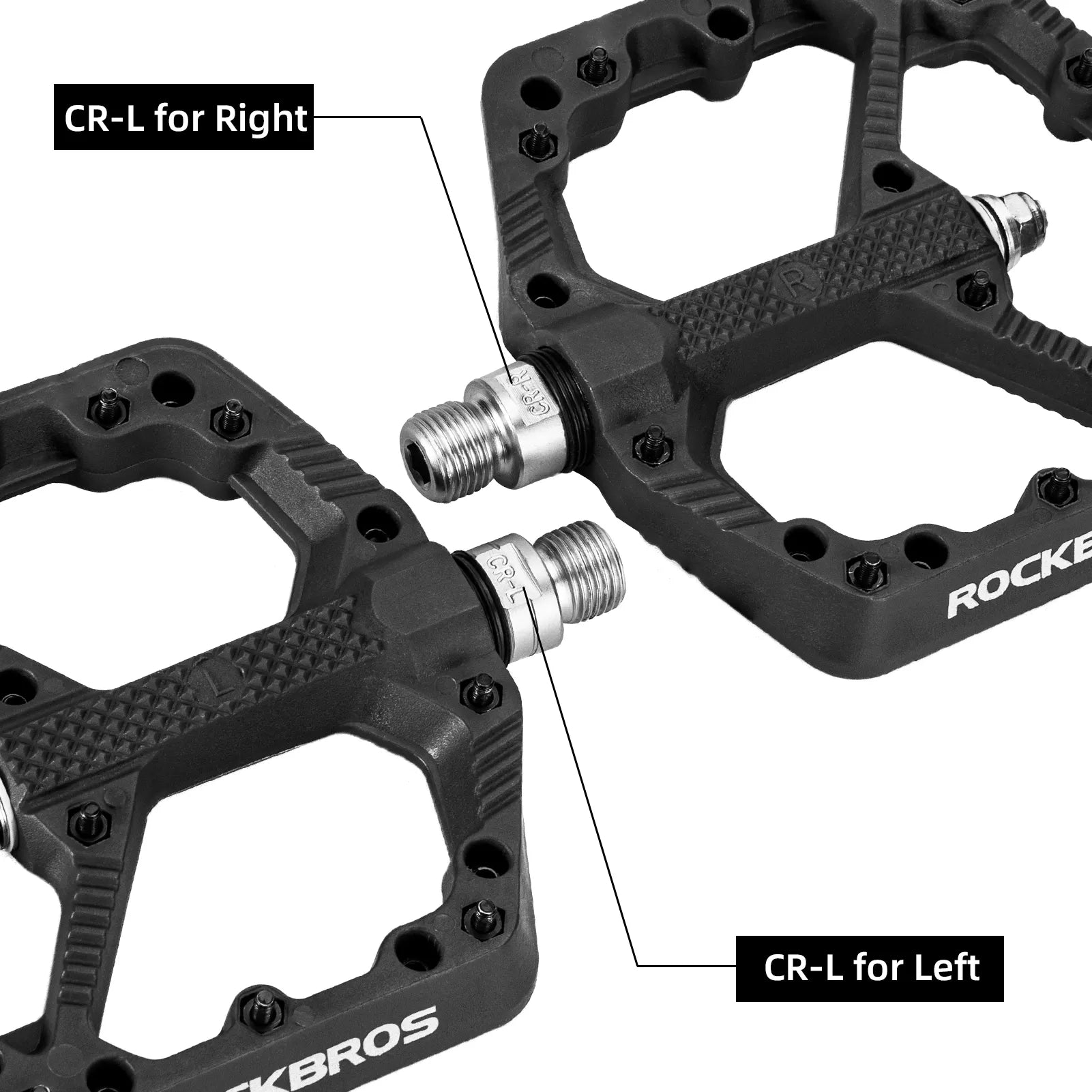 ROCKBROS Nylon Mountain Bike Flat Pedals with Non-Slip Pins and 9/16 Inch Thread