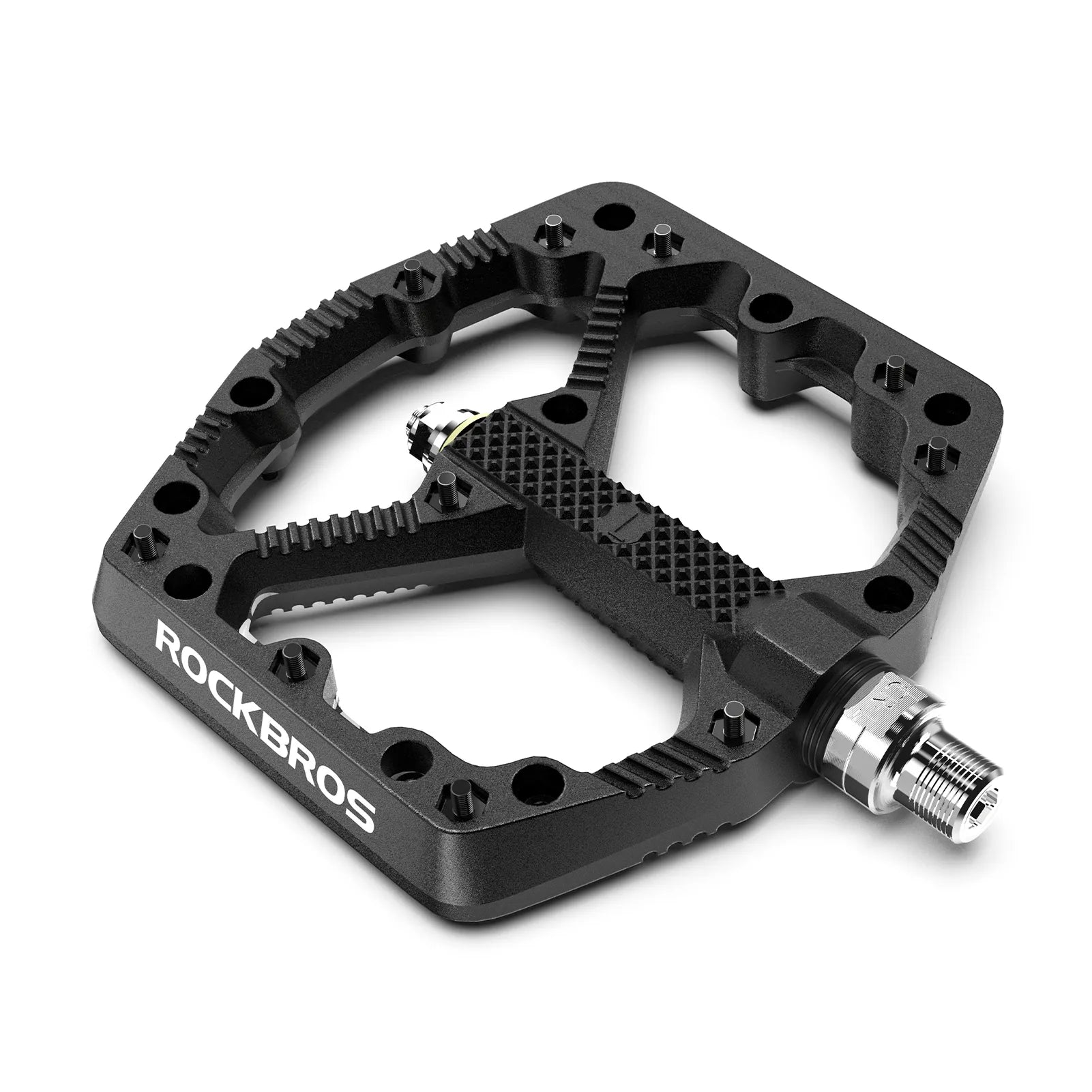 ROCKBROS Nylon Mountain Bike Flat Pedals with Non-Slip Pins and 9/16 Inch Thread