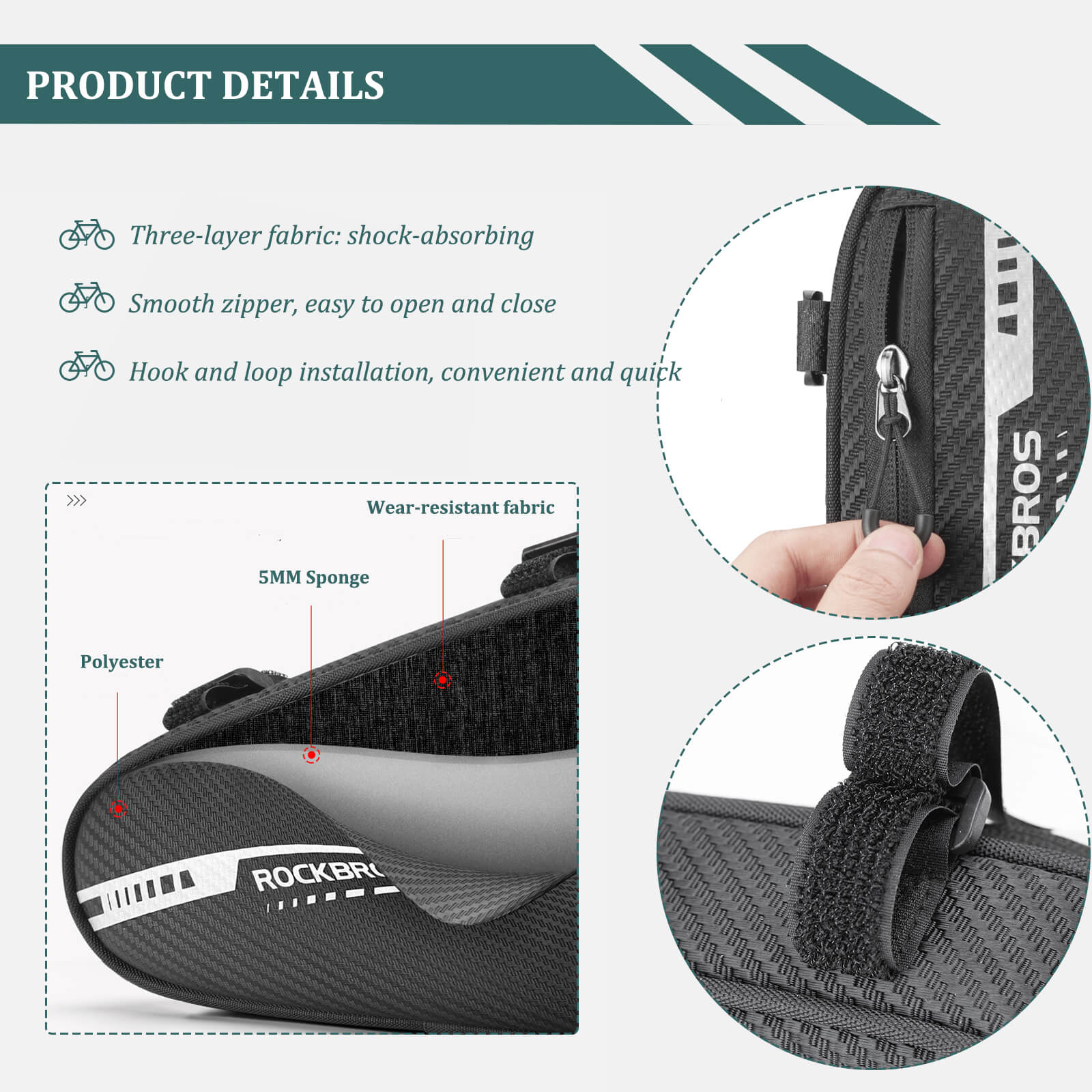 Nylon Triangle Frame Bag Large Capacity Storage Greenway Series