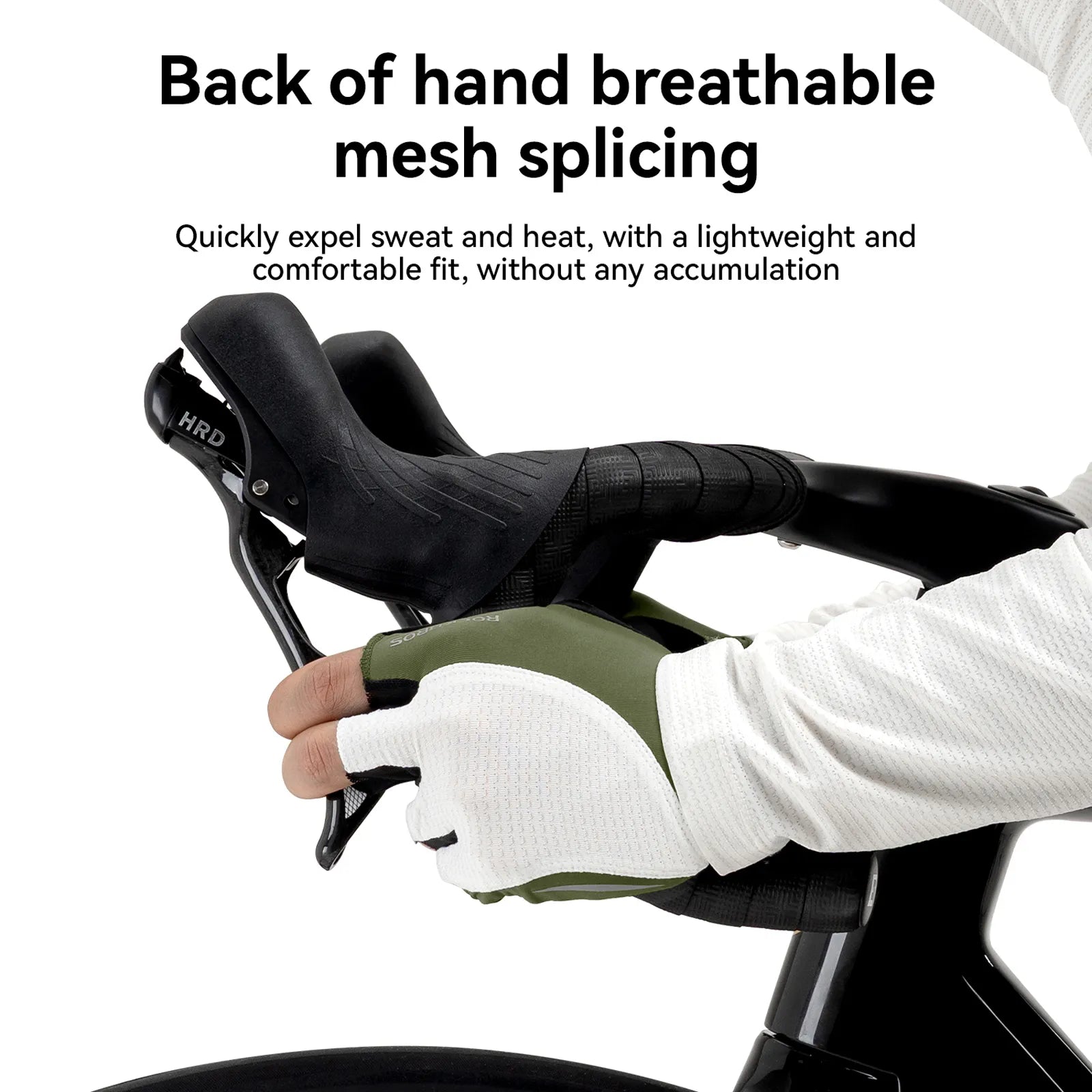 ROCKBROS olive green anti-slip half-finger cycling gloves overview