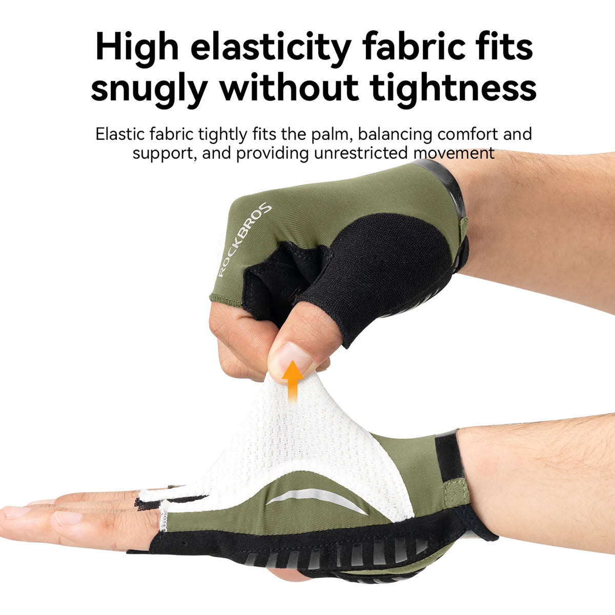 ROCKBROS olive green anti-slip half-finger cycling gloves overview