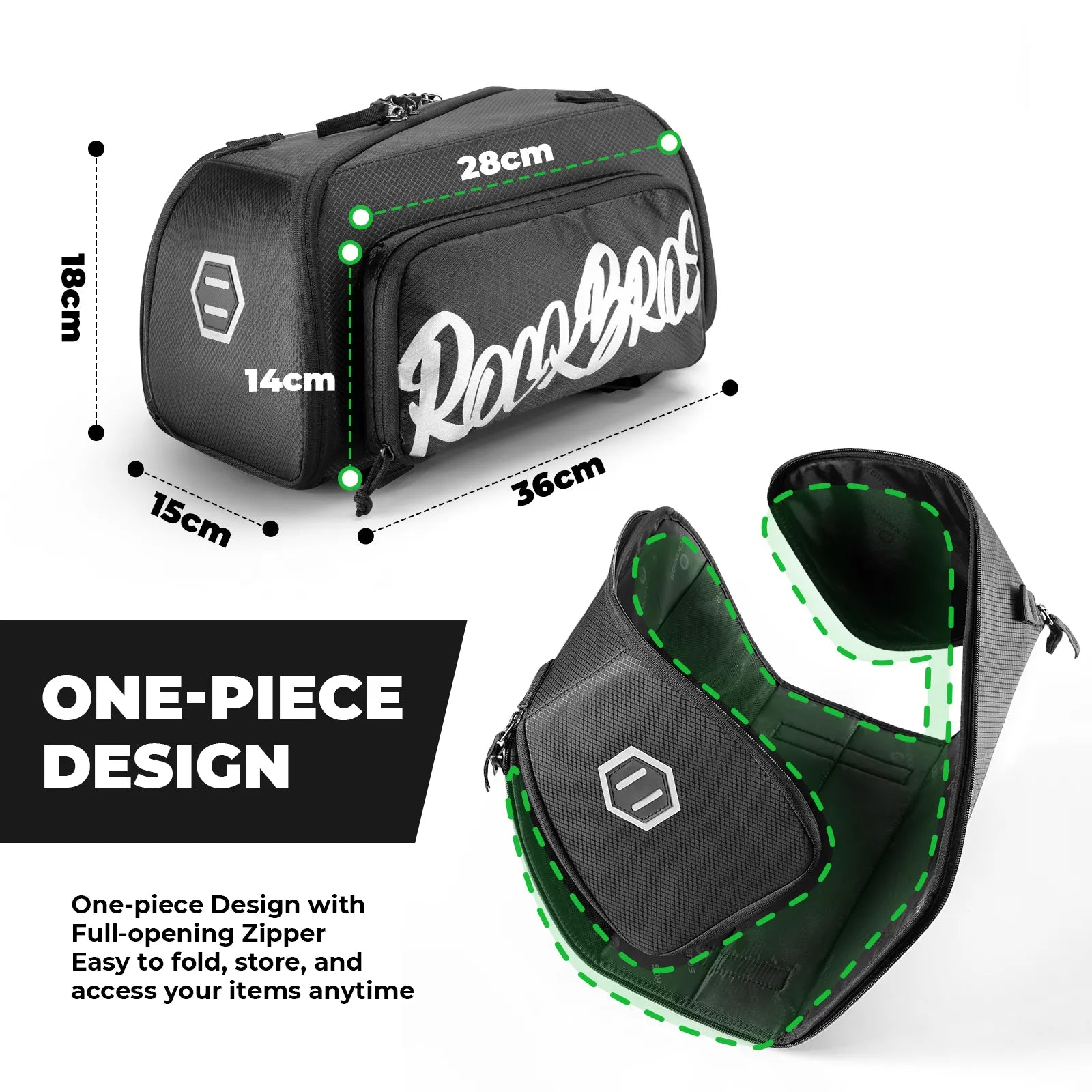 ROCKBROS large capacity bike pannier bag with wraparound zipper for easy access.
#options_With Side Pocket (14.96L)