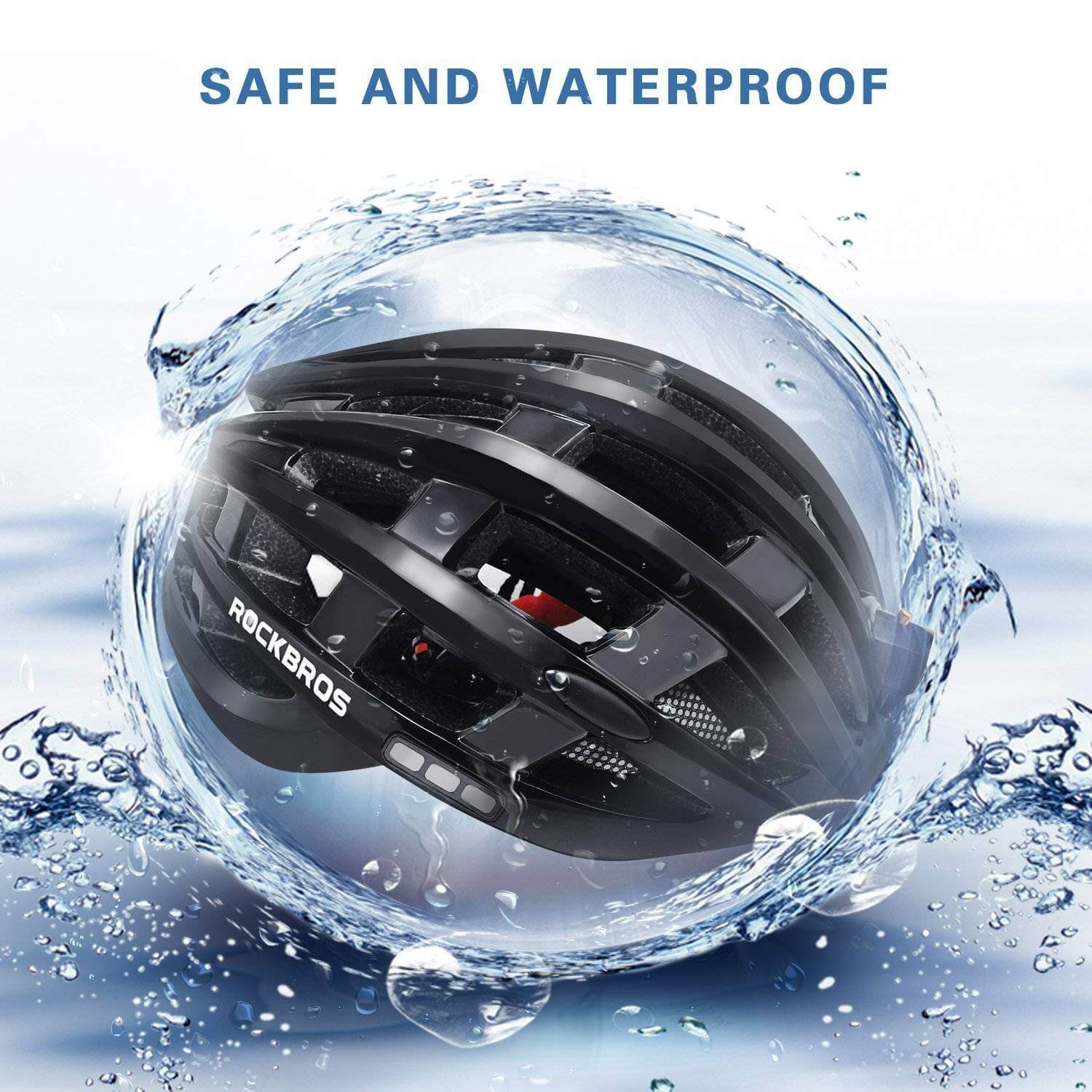 ROCKBROS ultralight bike helmet light for night cycling with EPS safety design.
#color_black