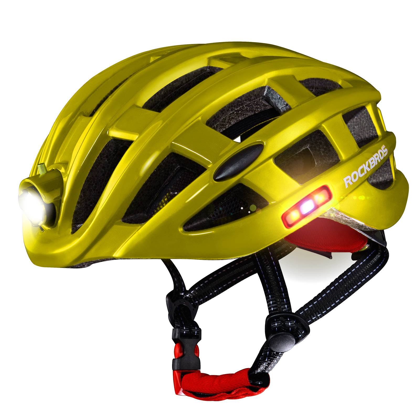 ROCKBROS ultralight bike helmet light for night cycling with EPS safety design.
#color_yellow