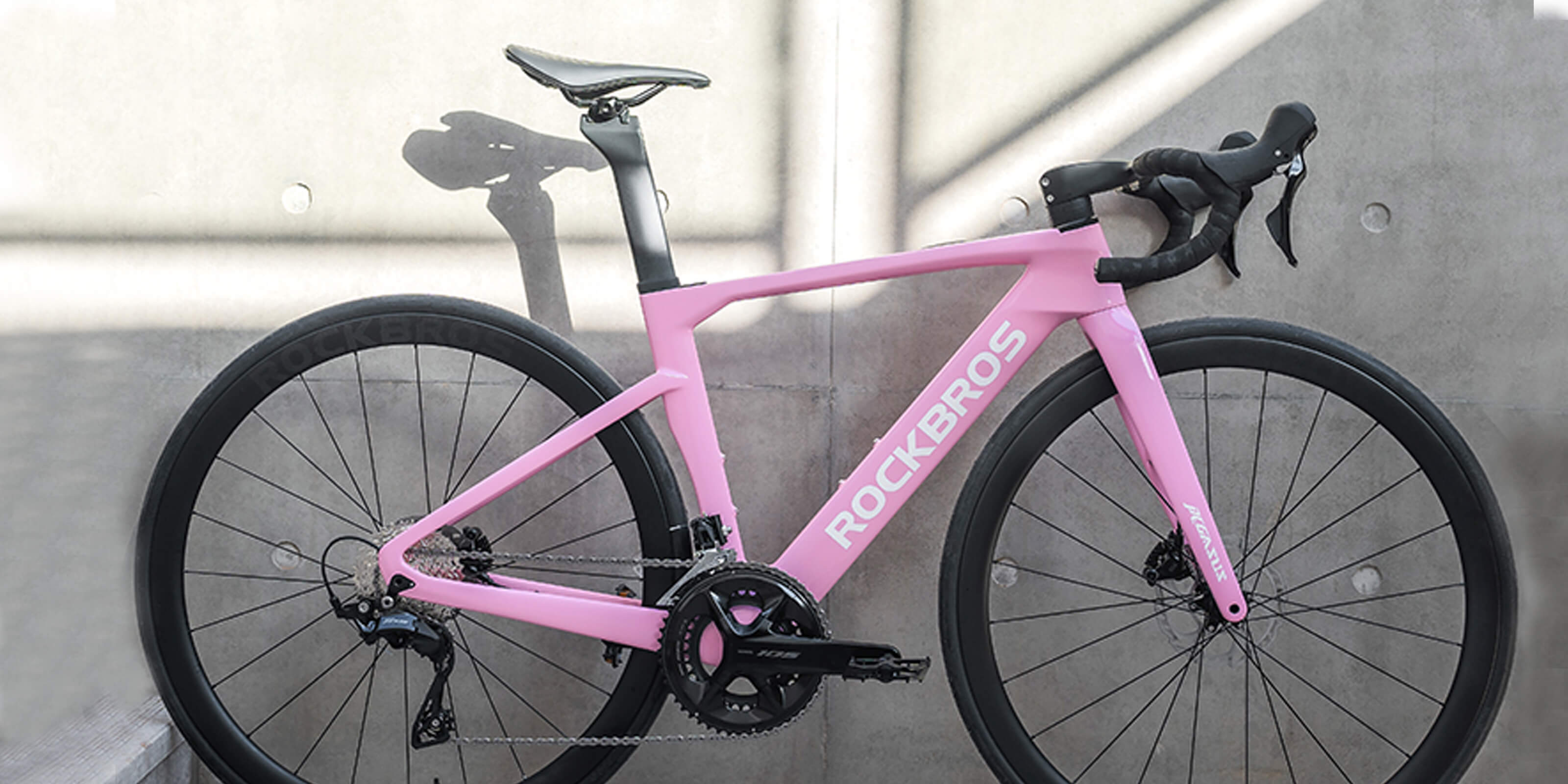 ROCKBROS PGZ lightweight carbon road bike in pink for performance road cycling