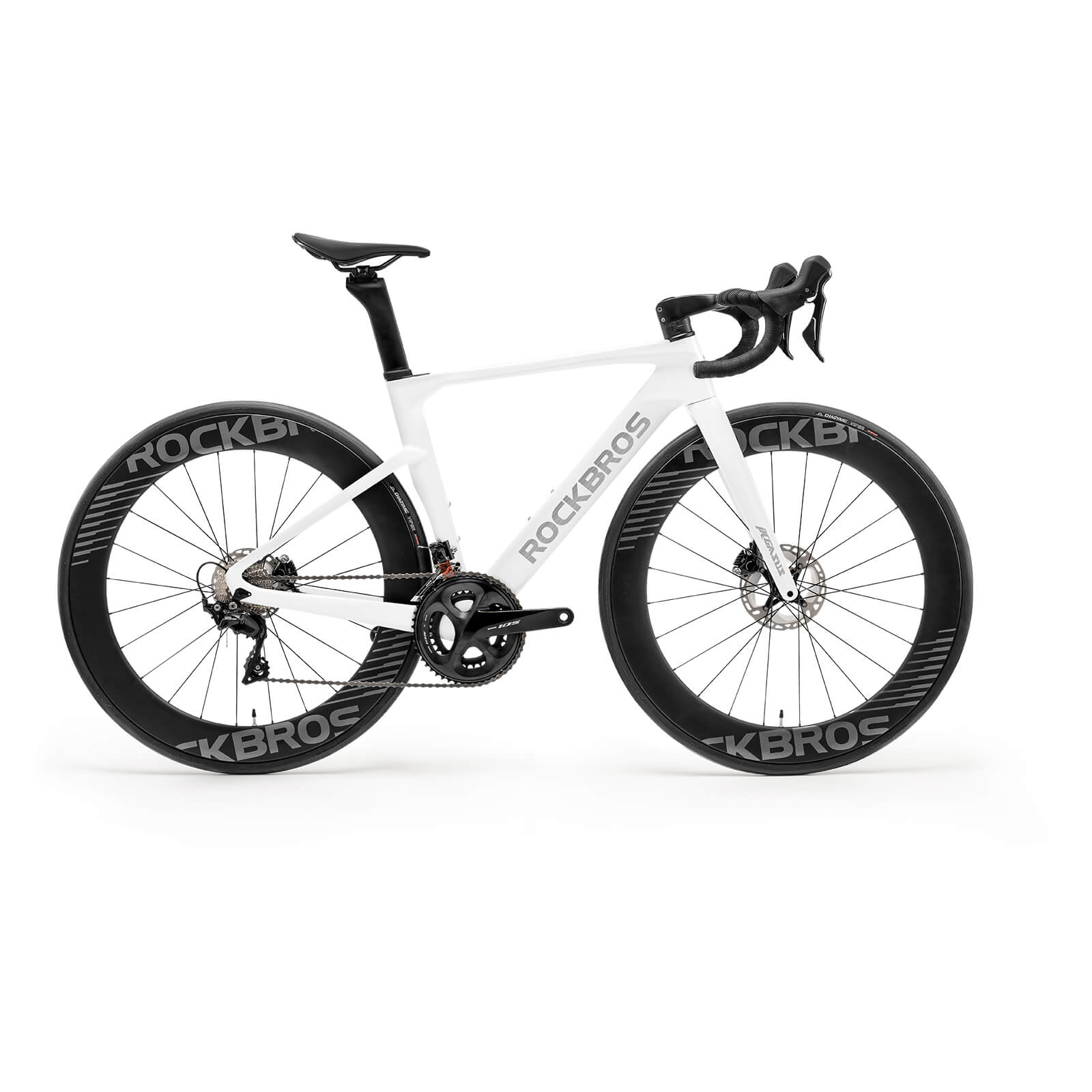 rockbros pgz carbon road bike white for performance road cycling.
#kits_Shimano R7120 kit