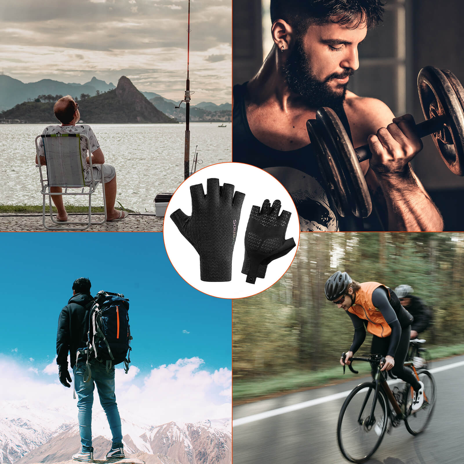 ROCKBROS phantom shadow half finger sports gloves for cycling and training.