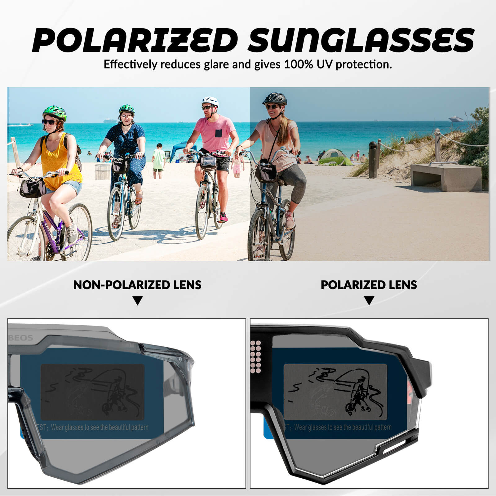 rockbros photochromic cycling sunglasses with clear lens for day and night riding.