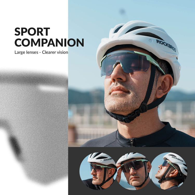 rockbros photochromic uv400 cycling sunglasses for outdoor riding
#color_anti-fog azure green