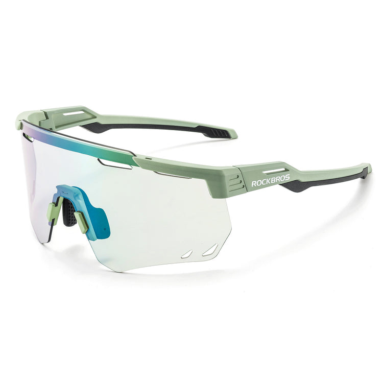 rockbros photochromic uv400 cycling sunglasses for outdoor riding
#color_azure green