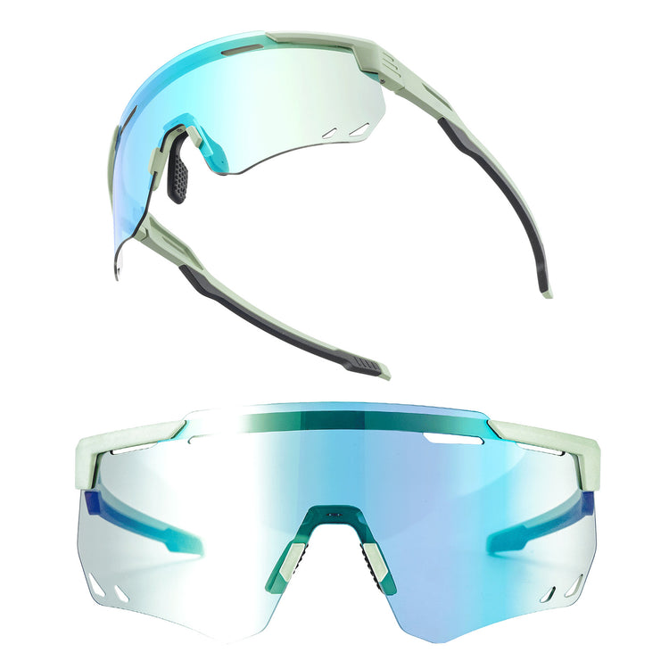 rockbros photochromic uv400 cycling sunglasses for outdoor riding
#color_azure green