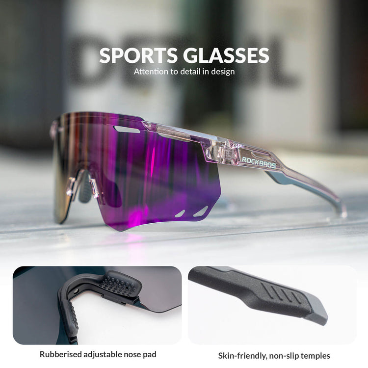 rockbros photochromic uv400 cycling sunglasses for outdoor riding
#color_purple transparent