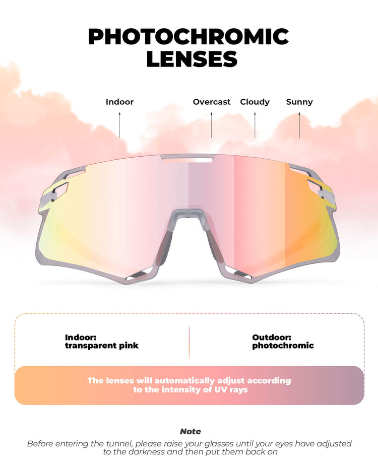 ROCKBROS Photochromic Cycling Sunglasses Golf Hiking Sports Glasses UV400