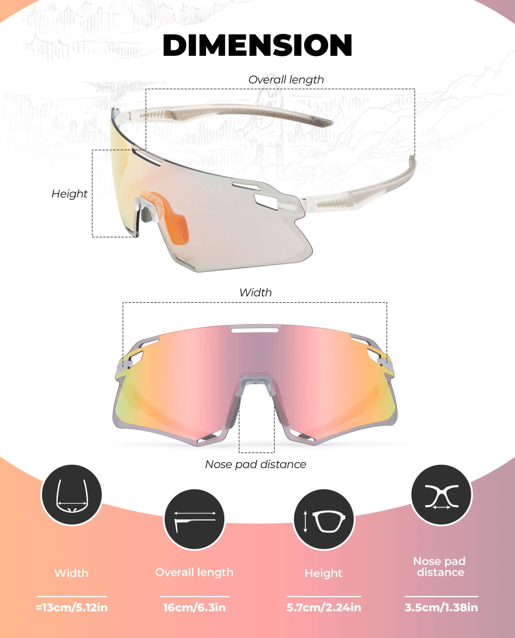 ROCKBROS Photochromic Cycling Sunglasses Golf Hiking Sports Glasses UV400