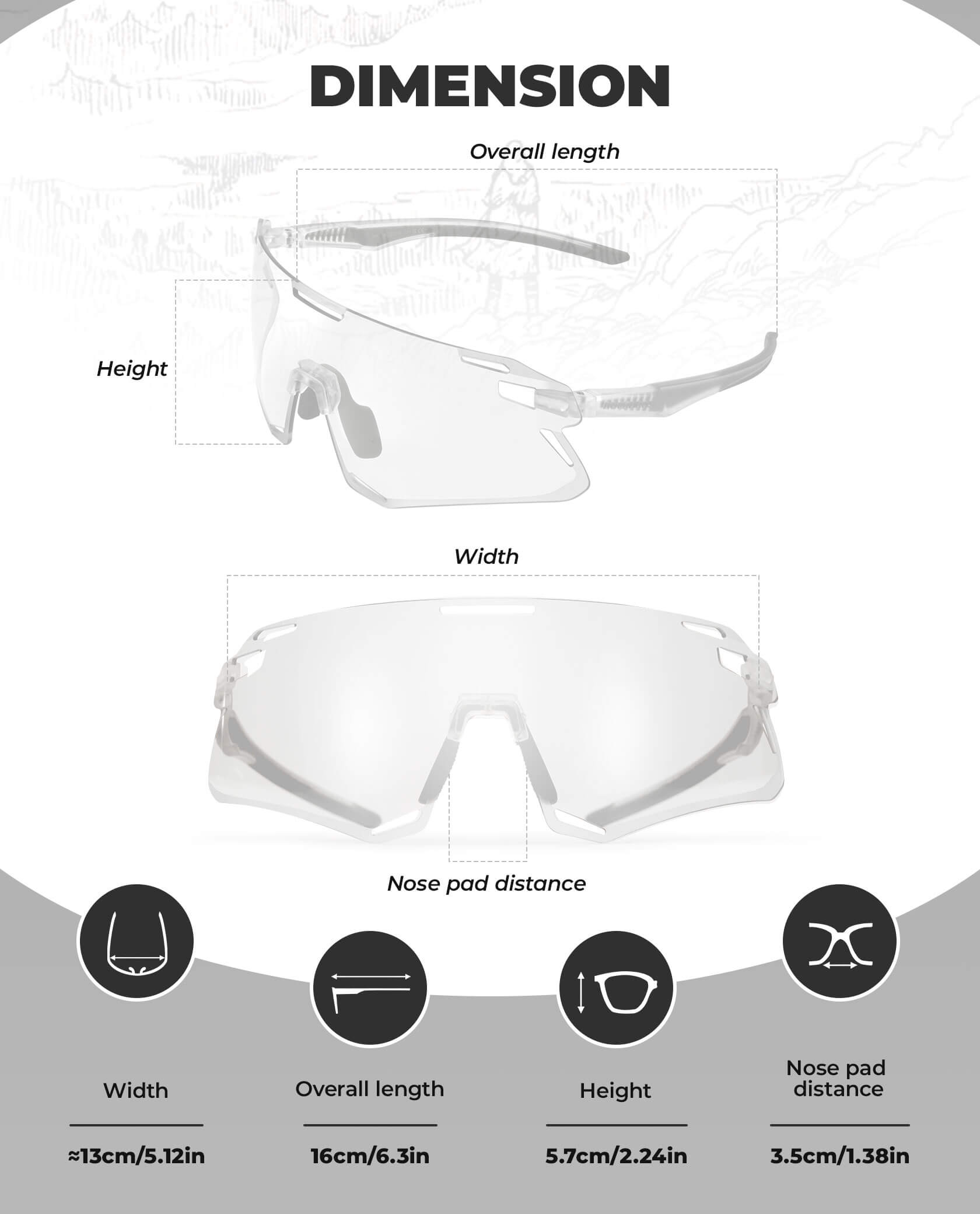 ROCKBROS Photochromic Cycling Sunglasses Golf Hiking Sports Glasses UV400