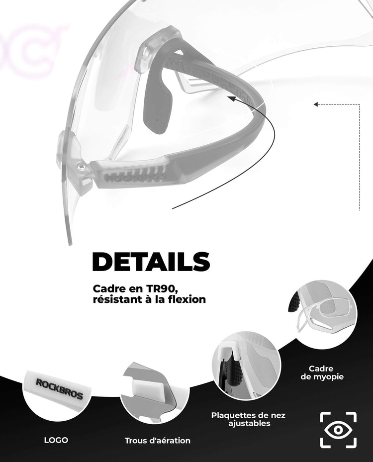 ROCKBROS Photochromic Cycling Sunglasses Golf Hiking Sports Glasses UV400