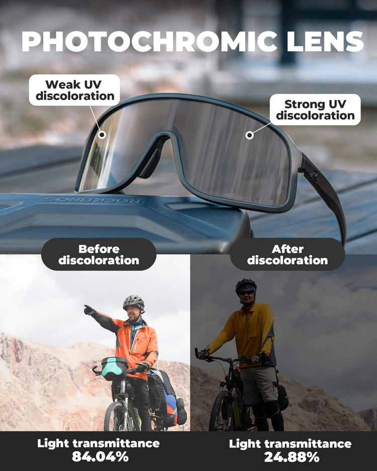 rockbros photochromic cycling sunglasses for outdoor riding
#color_black