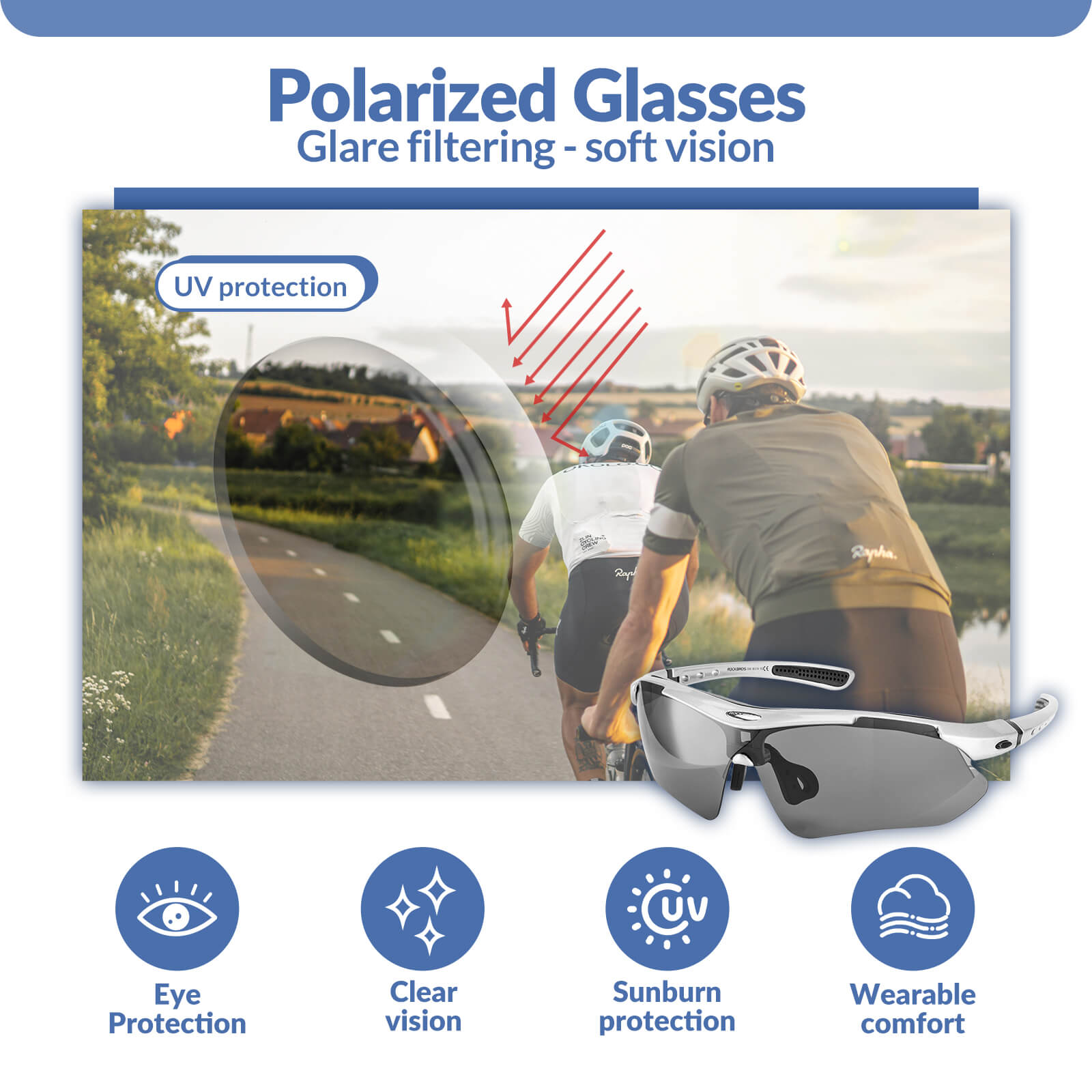 rockbros polarised sport sunglasses for cycling
#color_pink