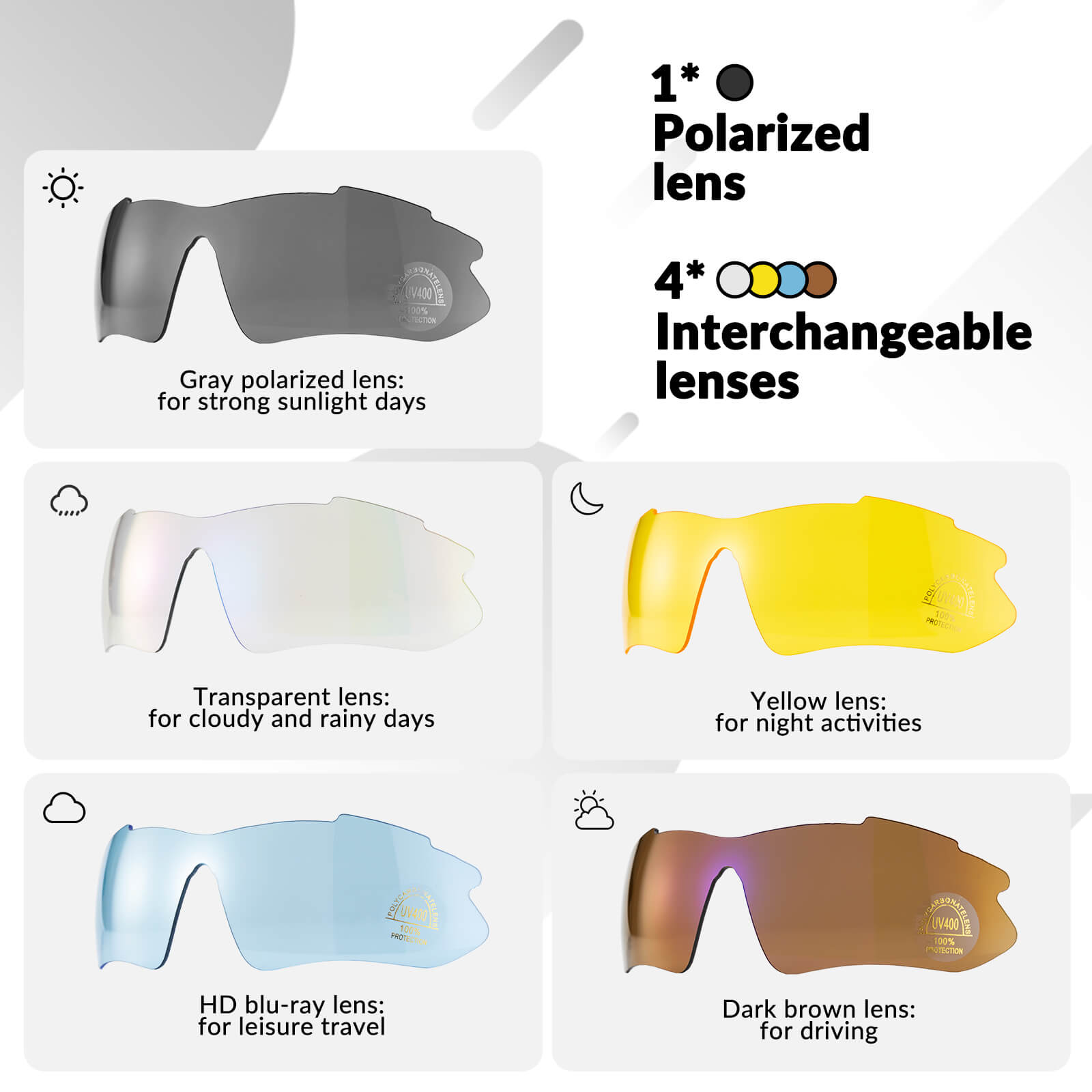 rockbros polarised sport sunglasses for cycling
#color_white