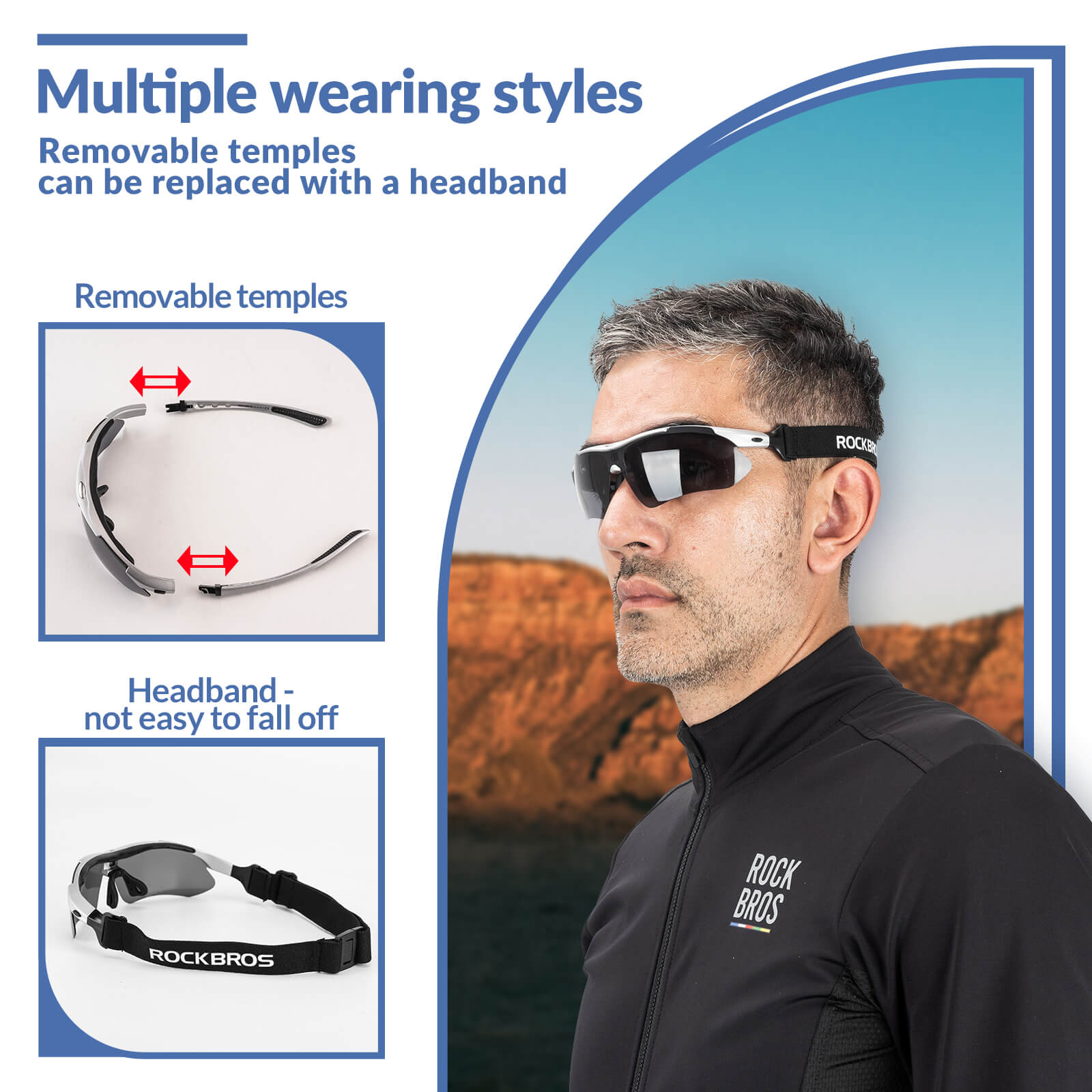 rockbros polarised sport sunglasses for cycling
#color_white