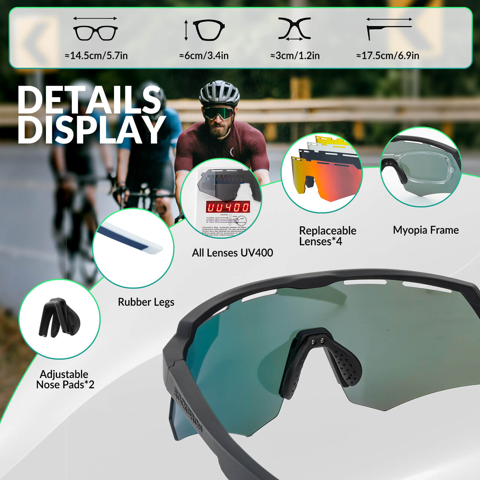 rockbros polarized cycling sunglasses for road and mountain riding.
#color_black