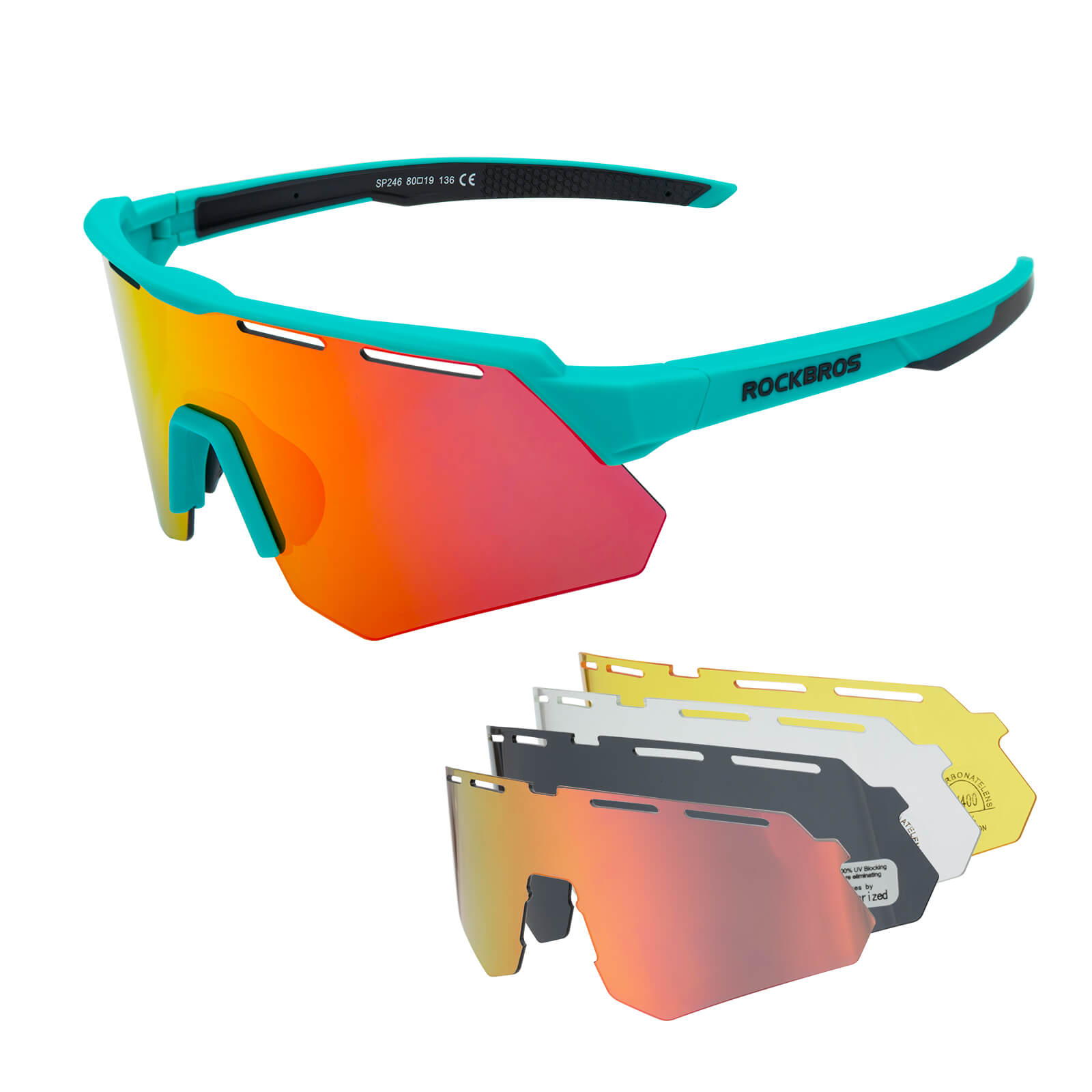 rockbros polarized cycling sunglasses for road and mountain riding.
#color_green