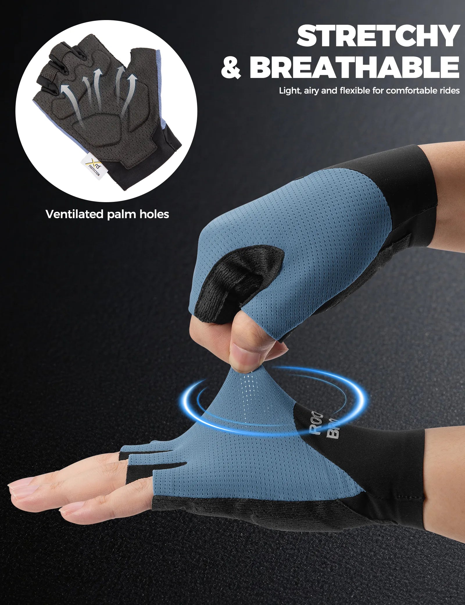 ROCKBROS Padded Half Finger Riding Gloves with Poron XRD Cushioning.
#color_white