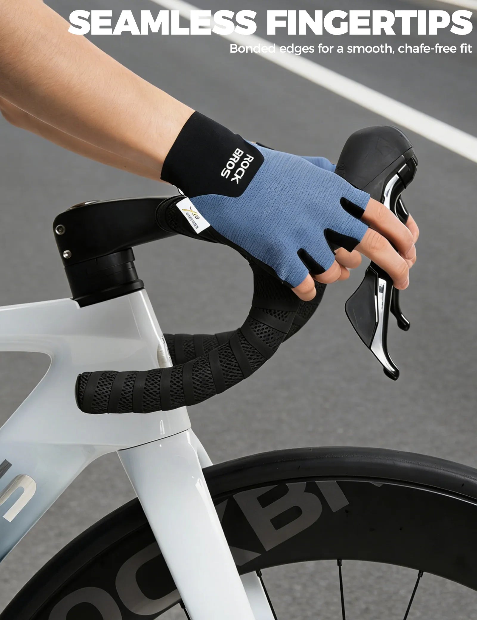 ROCKBROS Padded Half Finger Riding Gloves with Poron XRD Cushioning.
#color_white