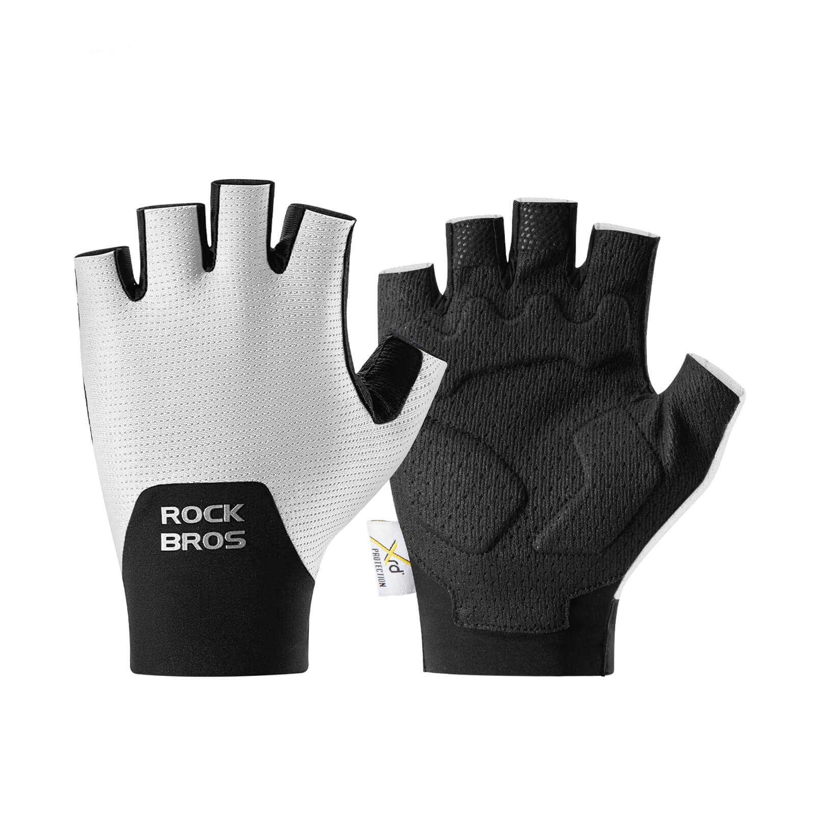 ROCKBROS Padded Half Finger Riding Gloves with Poron XRD Cushioning.
#color_white