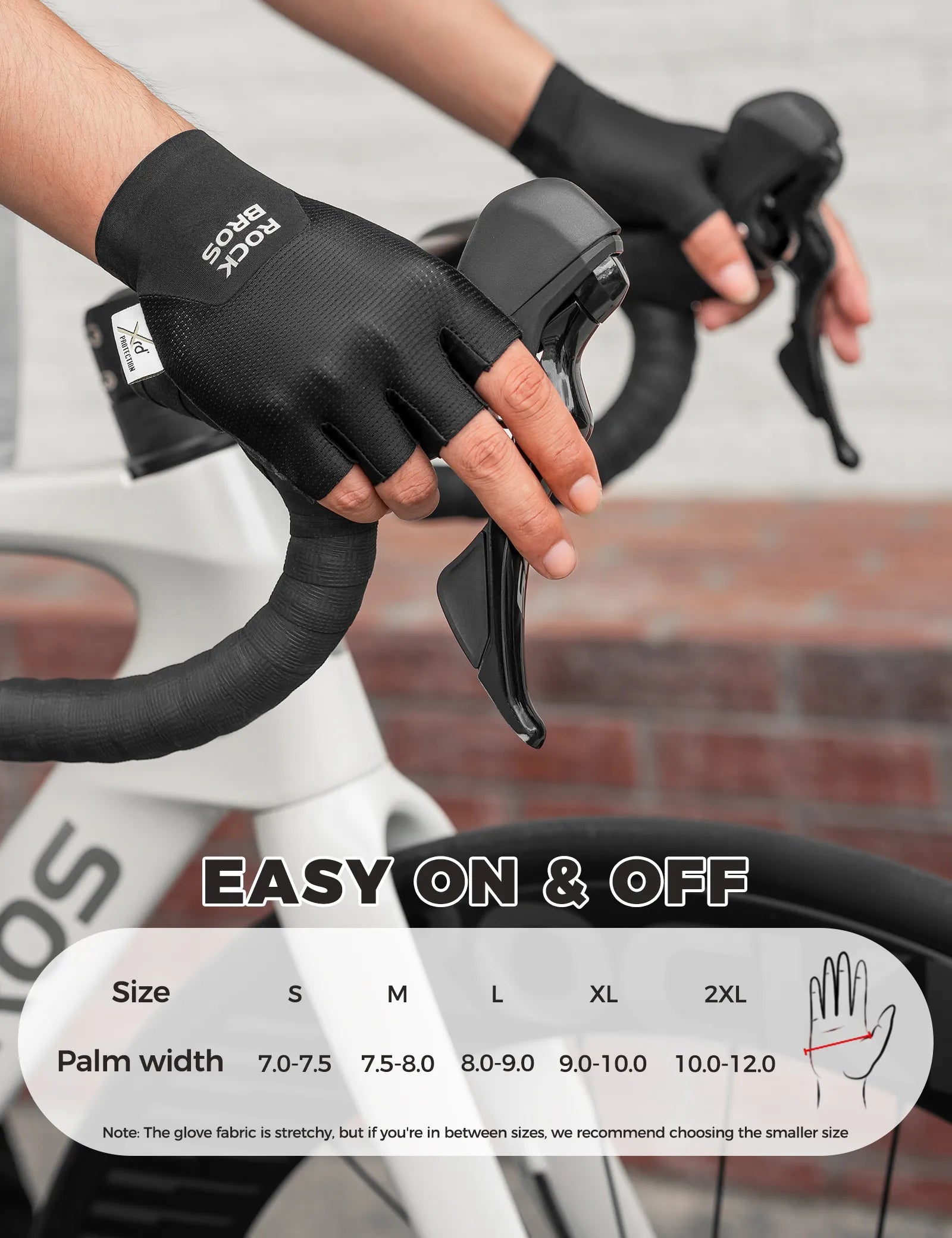 ROCKBROS Padded Half Finger Riding Gloves with Poron XRD Cushioning.
#color_black
