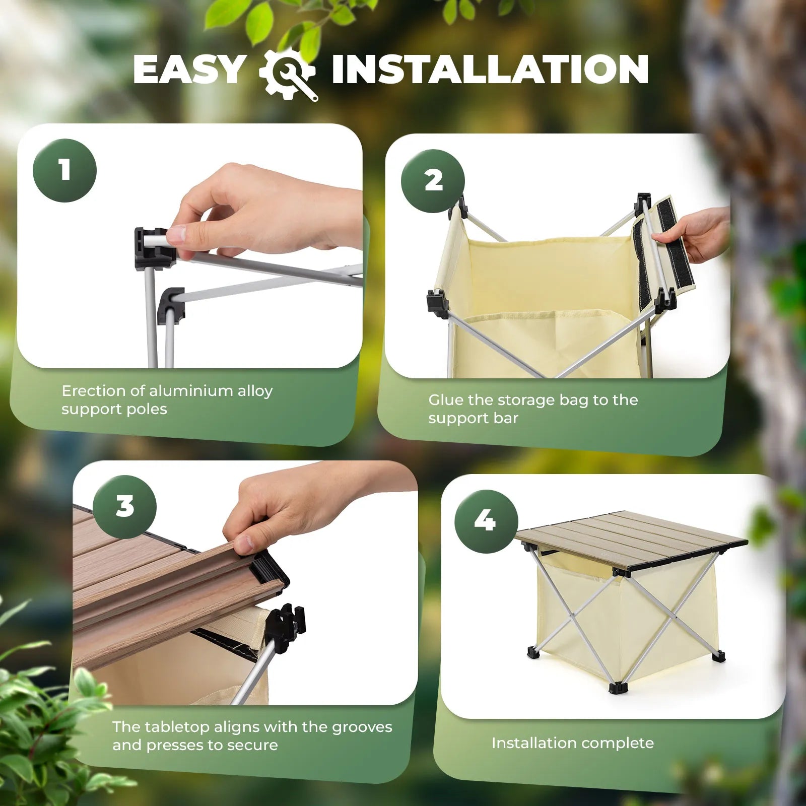 Rockbros portable aluminium camping table with carry bag