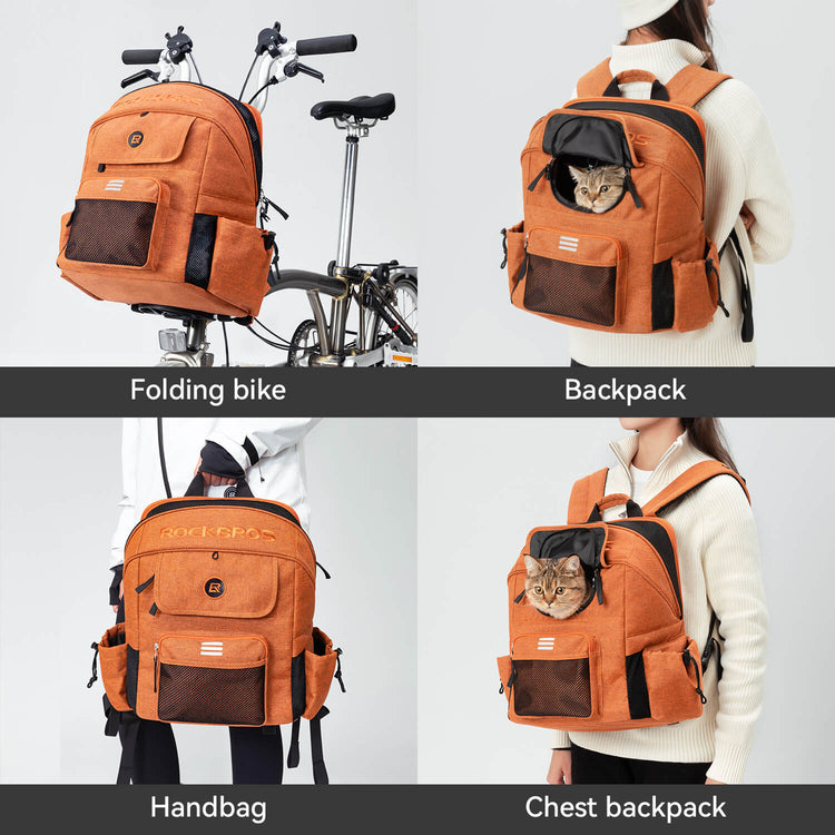 ROCKBROS portable pet friendly folding bike handlebar bag for commuting and outdoor rides