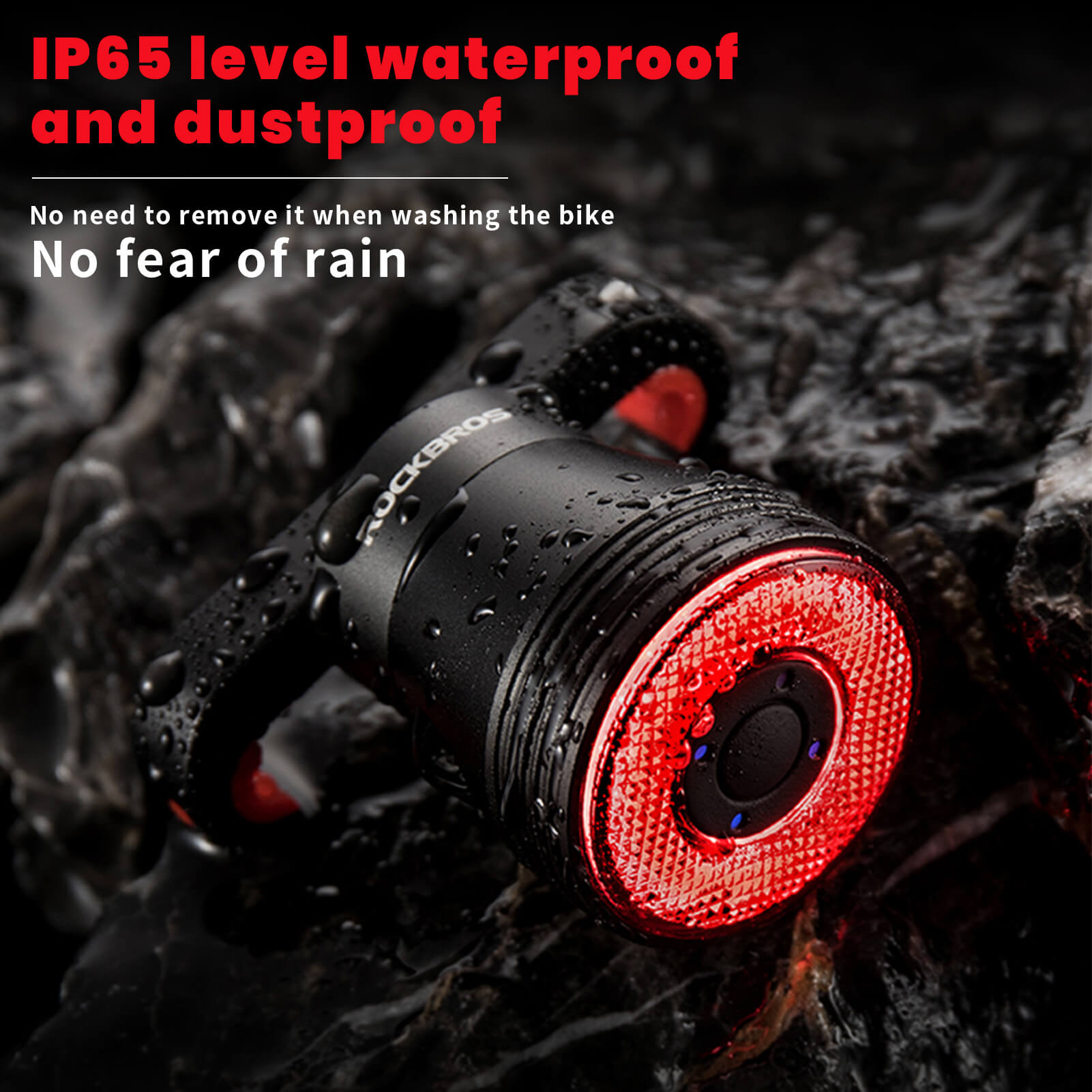 ROCKBROS brake-sensing bike tail light for night cycling.
#option_TL907Q50-Saddle + Seatpost Mount