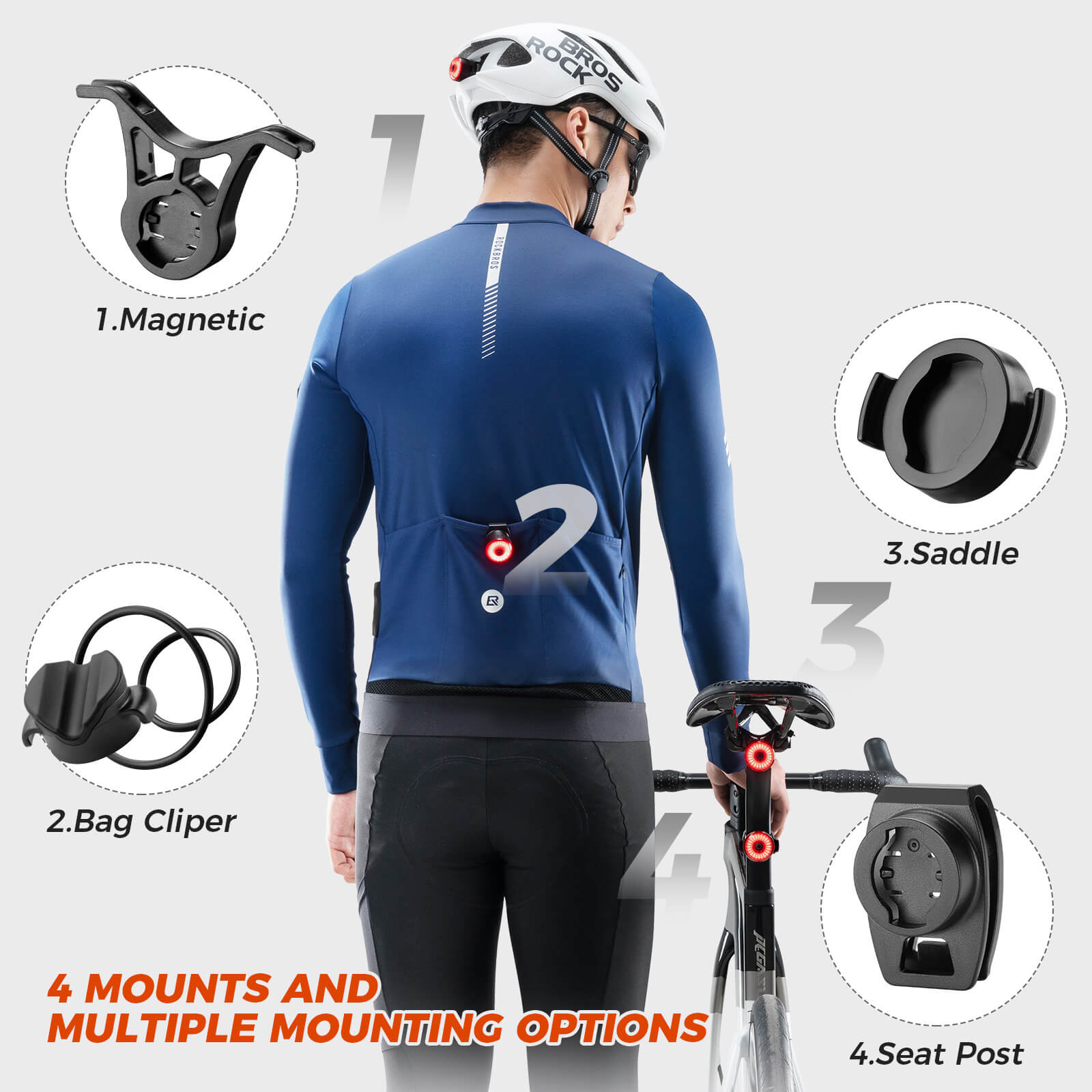 rockbros smart brake-sensing bike tail light for daily cycling safety.
#option_Handle plug light