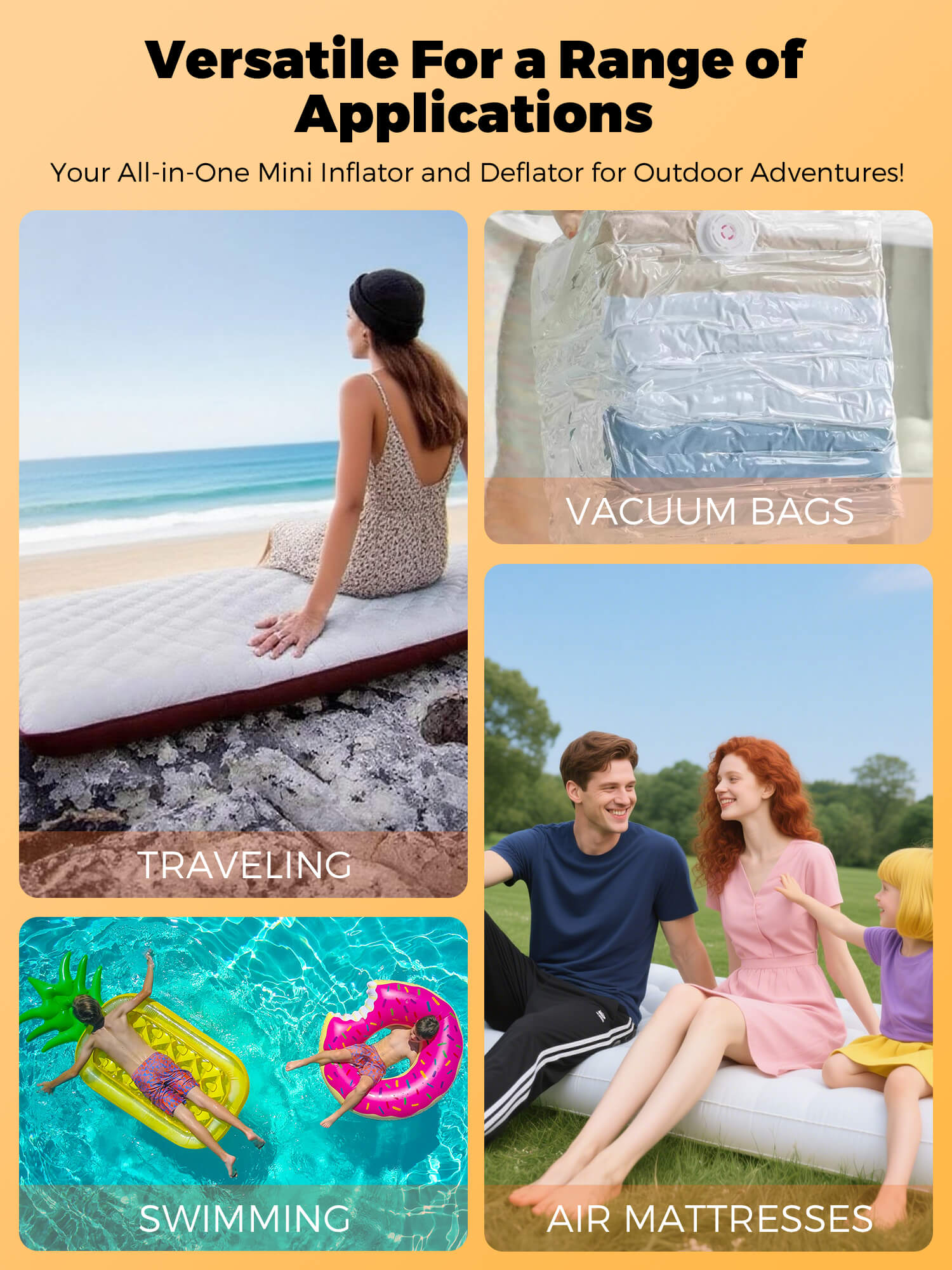 Qunature Rapid-Fill Mini Electric Pump, High-Pressure Cordless Air Inflator for Portable Use.
#color_orange