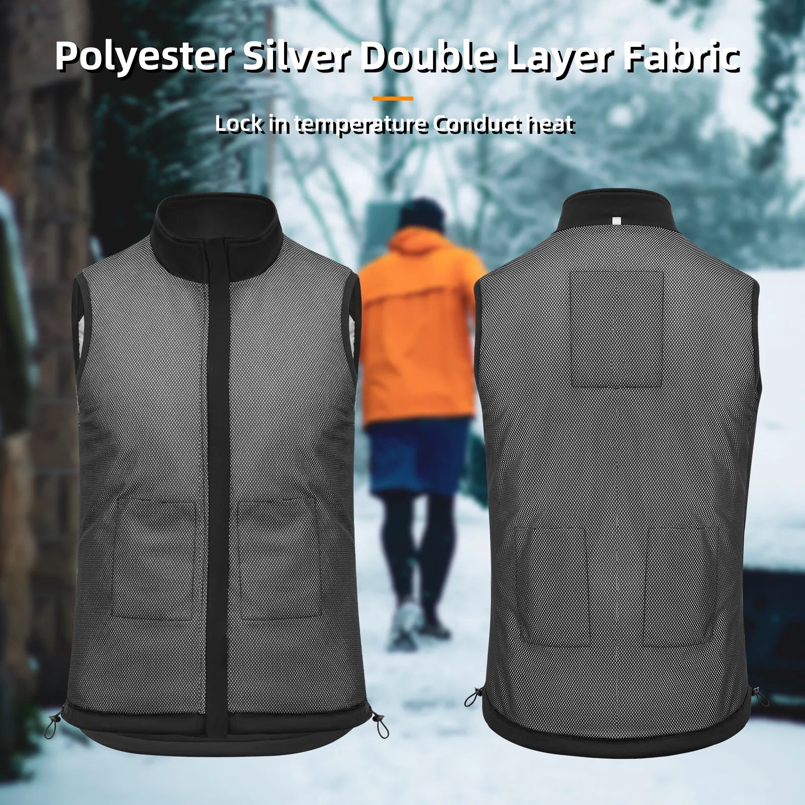 ROCKBROS rechargeable heated vest with 5 heating zones front view