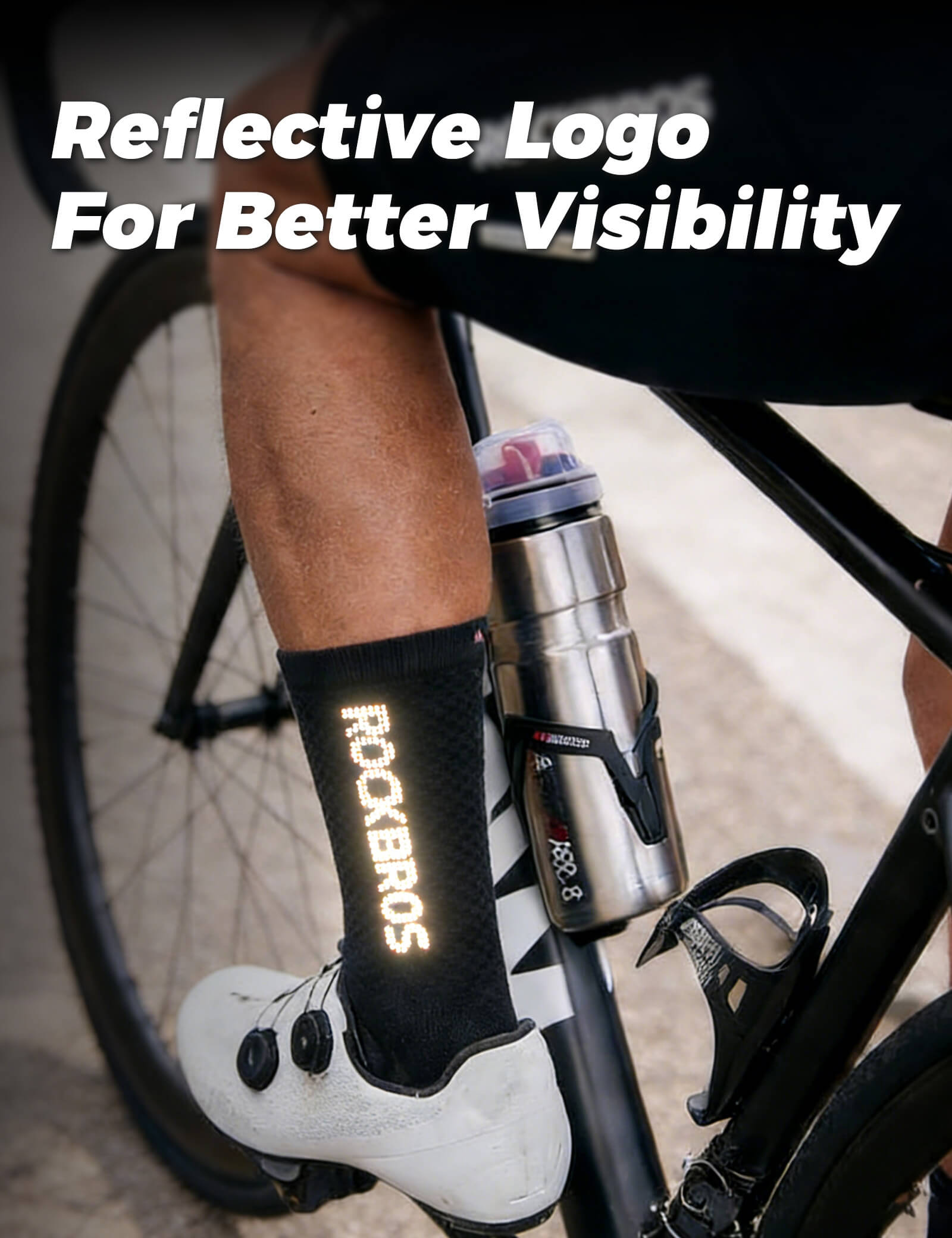 ROCKBROS reflective breathable cycling socks for road cycling.
#color_black