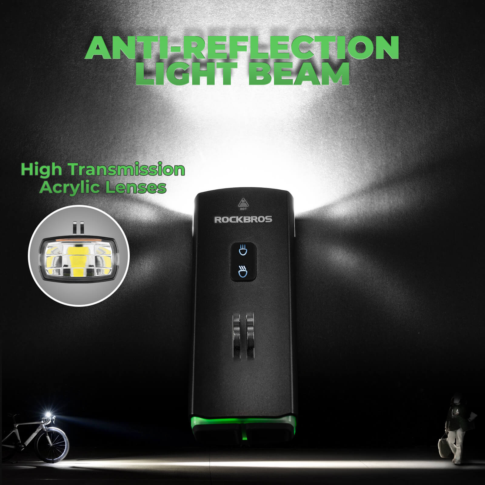 rockbros rhl3000d front hanging bicycle headlight for night cycling
#style_rhl3000d extension mount